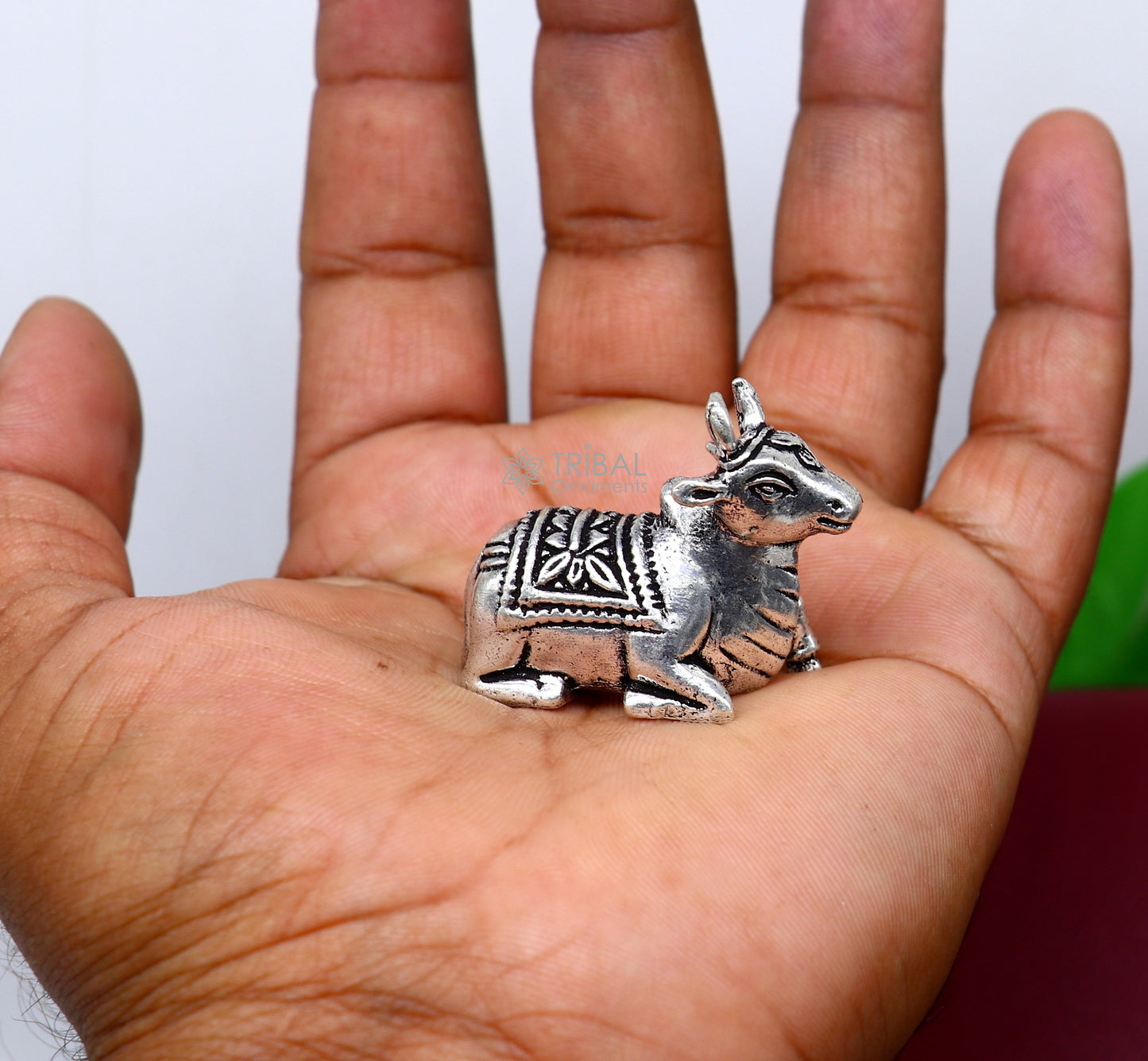 925 Sterling silver Lord Shiva Nandi Maharaj handmade small solid figurine for puja, best gift for lord Shiva, divine Nandi statue ART610 - TRIBAL ORNAMENTS