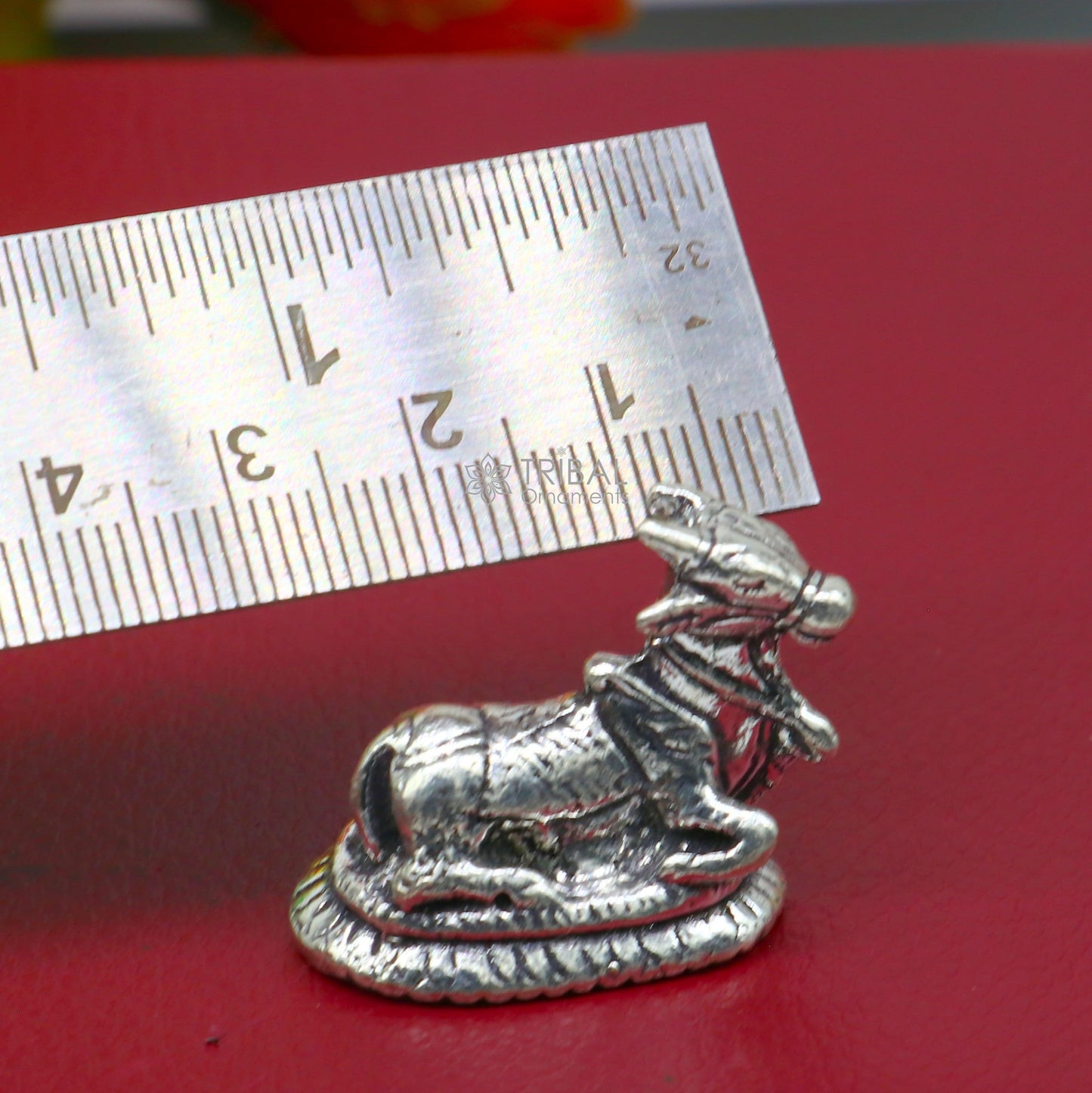 925 Sterling silver Lord Shiva Nandi Maharaj handmade small solid figurine for puja, best gift for lord Shiva, divine Nandi statue ART611 - TRIBAL ORNAMENTS