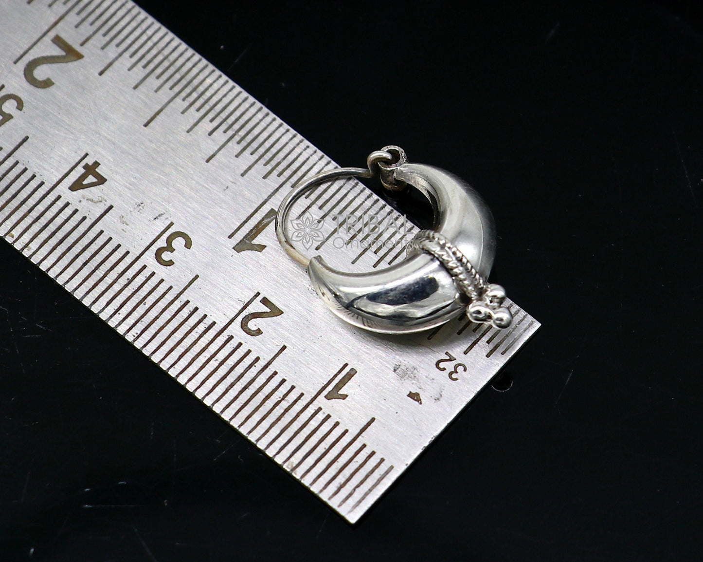 Exclusive 925 sterling silver Handmade vintage ethnic style small hoops earrings unisex tribal stylish unique Bali jewelry India S1150 - TRIBAL ORNAMENTS