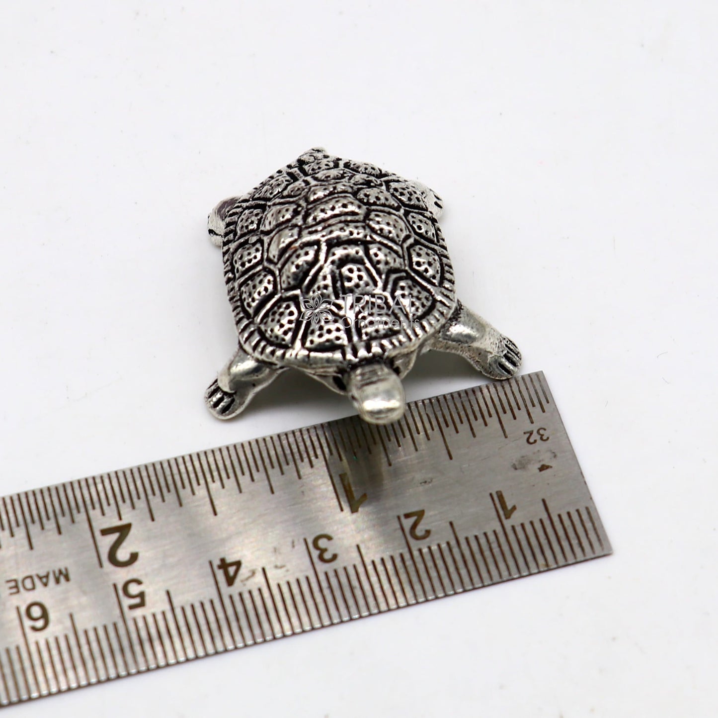 925 sterling silver Solid design small tortoise statue sculpture puja article collection silver figurine for wealth and prosperity art613 - TRIBAL ORNAMENTS