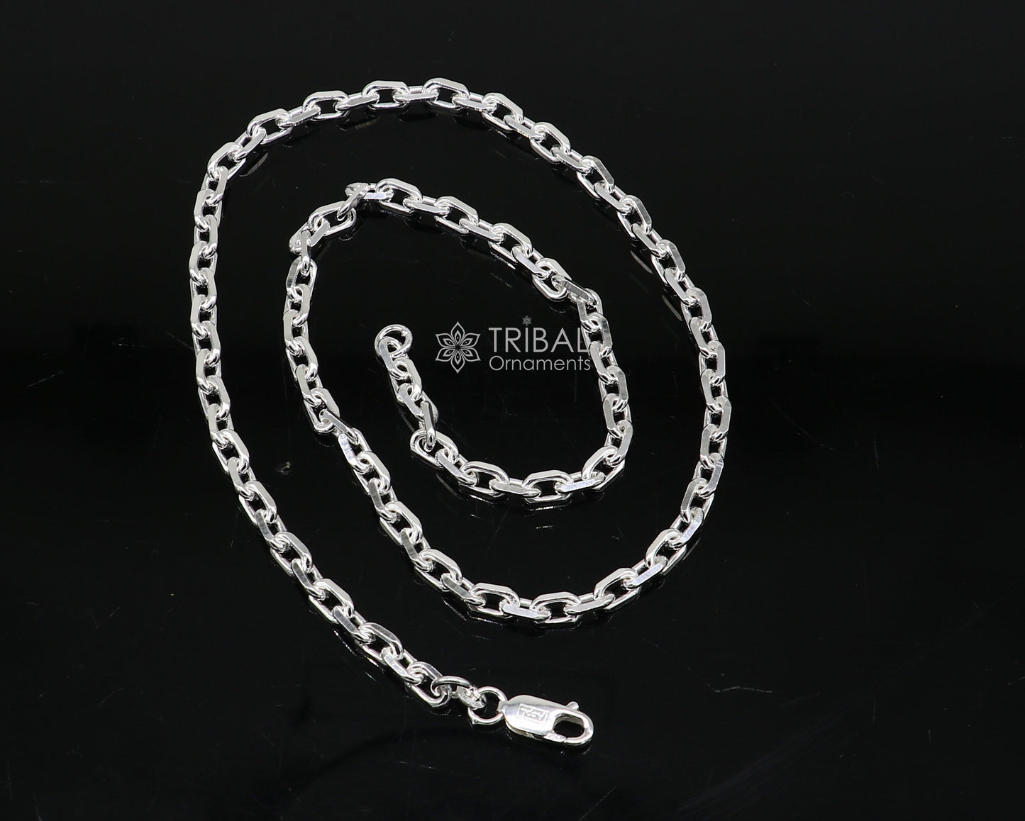 20" 5mm 925 Sterling silver handmade fabulous vintage look Rolo chain unisex gifting necklace jewelry from india ch231 - TRIBAL ORNAMENTS