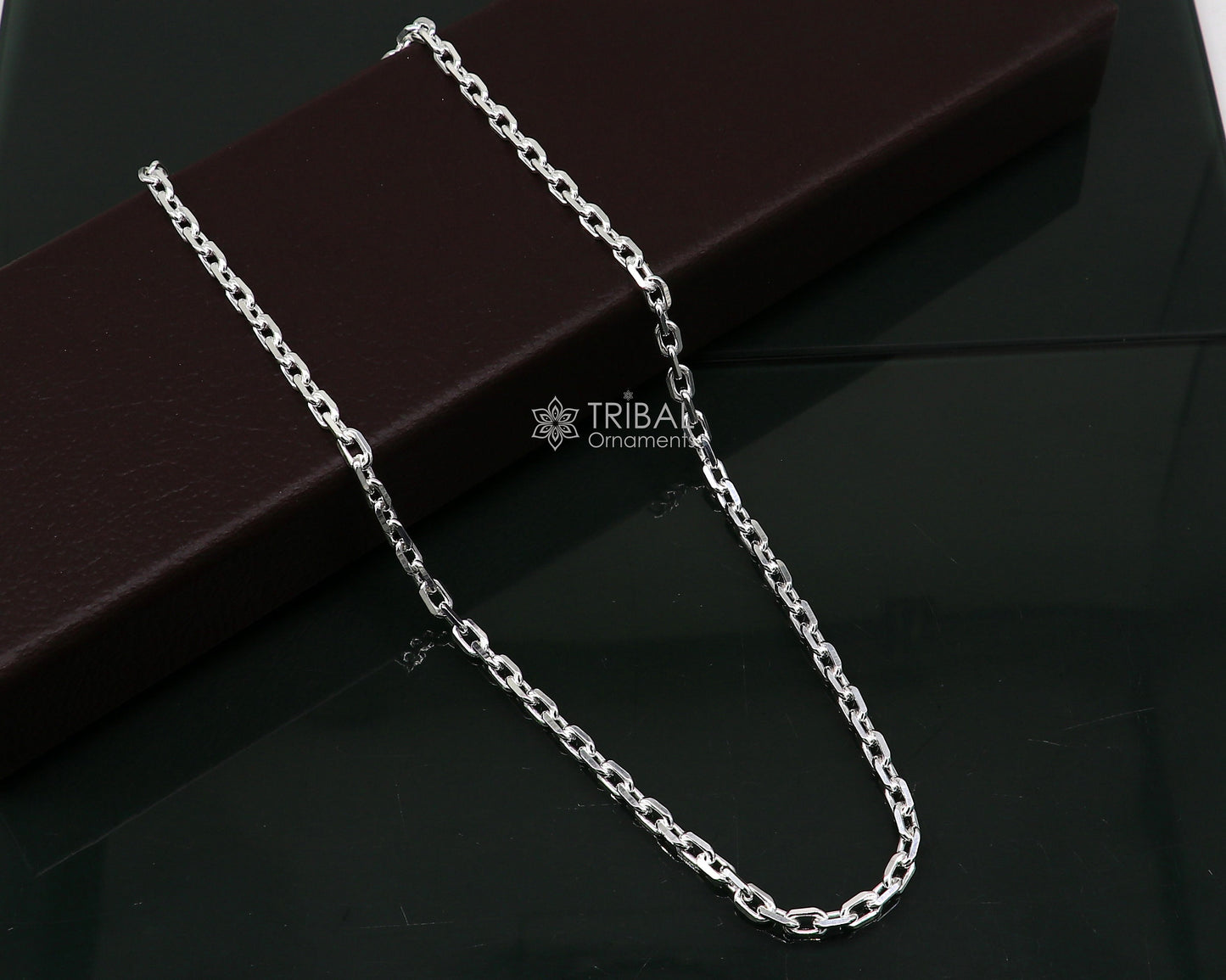 20" 5mm 925 Sterling silver handmade fabulous vintage look Rolo chain unisex gifting necklace jewelry from india ch231 - TRIBAL ORNAMENTS