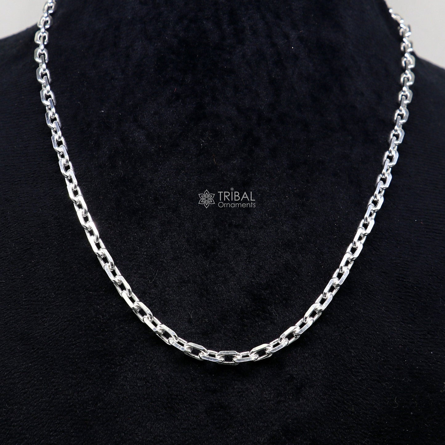 20" 5mm 925 Sterling silver handmade fabulous vintage look Rolo chain unisex gifting necklace jewelry from india ch231 - TRIBAL ORNAMENTS