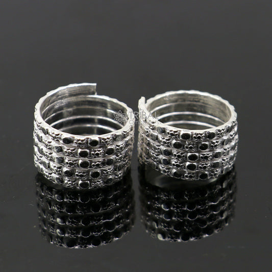 Indian Ethnic style handmade solid silver spiral design toe rings pair, excellent tribal customized belly dance hippie & boho jewelry ntr85 - TRIBAL ORNAMENTS