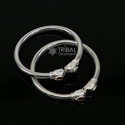 925 sterling silver handmade lion face design cultural trendy kada bracelet for men's and girl's, best delicate Light weight jewelry nsk675 - TRIBAL ORNAMENTS