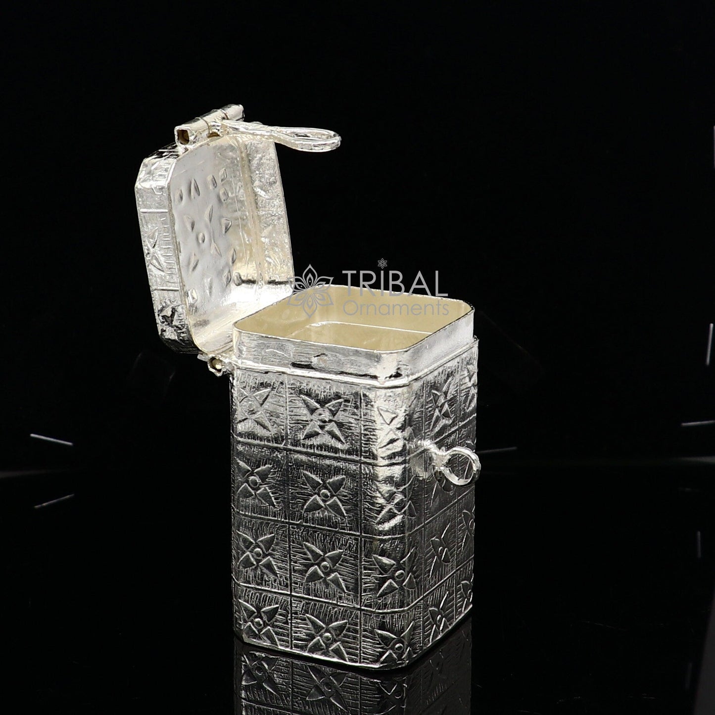2.2" 925 silver utensils vintage style trinket box, container/casket box bridal floral work box, jewelry box silver utensils stb769 - TRIBAL ORNAMENTS