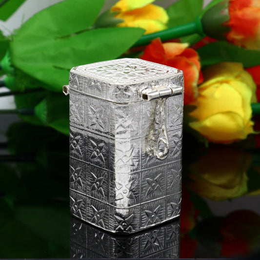 2.2" 925 silver utensils vintage style trinket box, container/casket box bridal floral work box, jewelry box silver utensils stb769 - TRIBAL ORNAMENTS