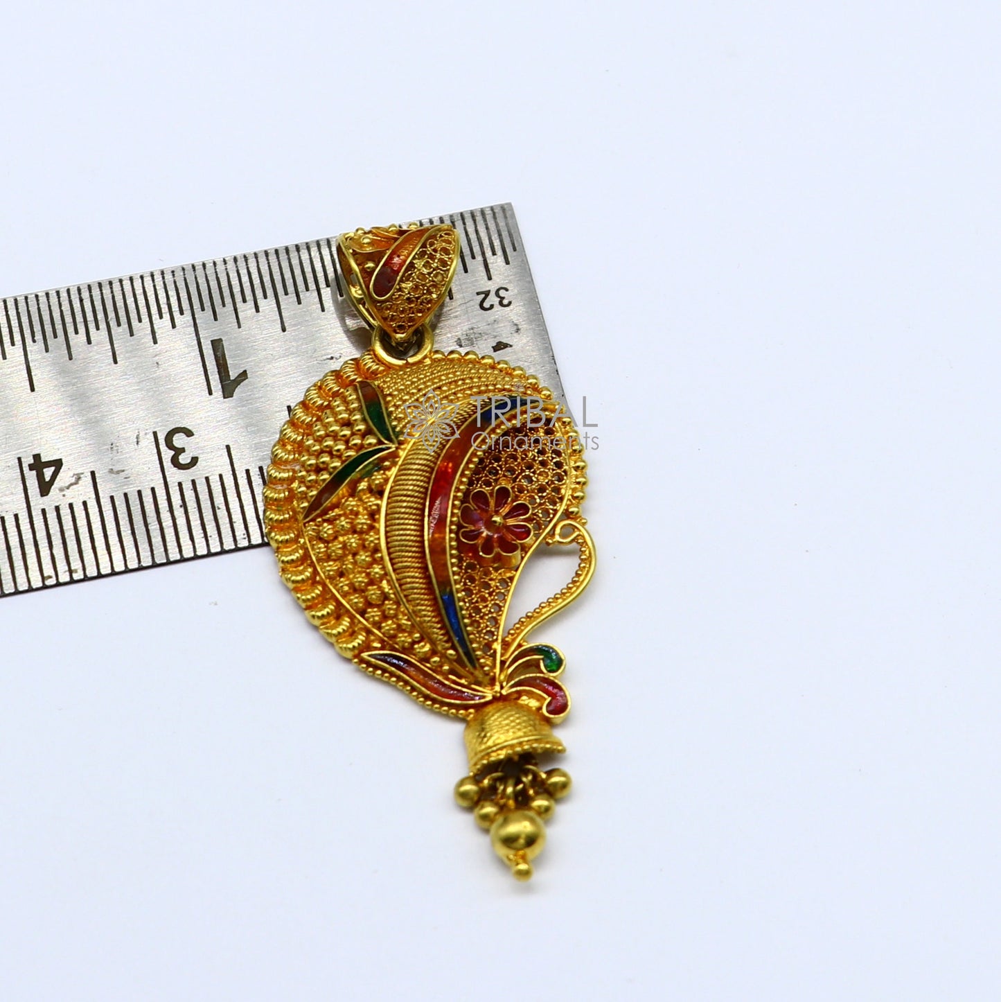 Handcrafted Traditional cultural filigree work trendy 22kt yellow gold unique functional pendant, amazing ethnic brides pendant jewelry gp24 - TRIBAL ORNAMENTS