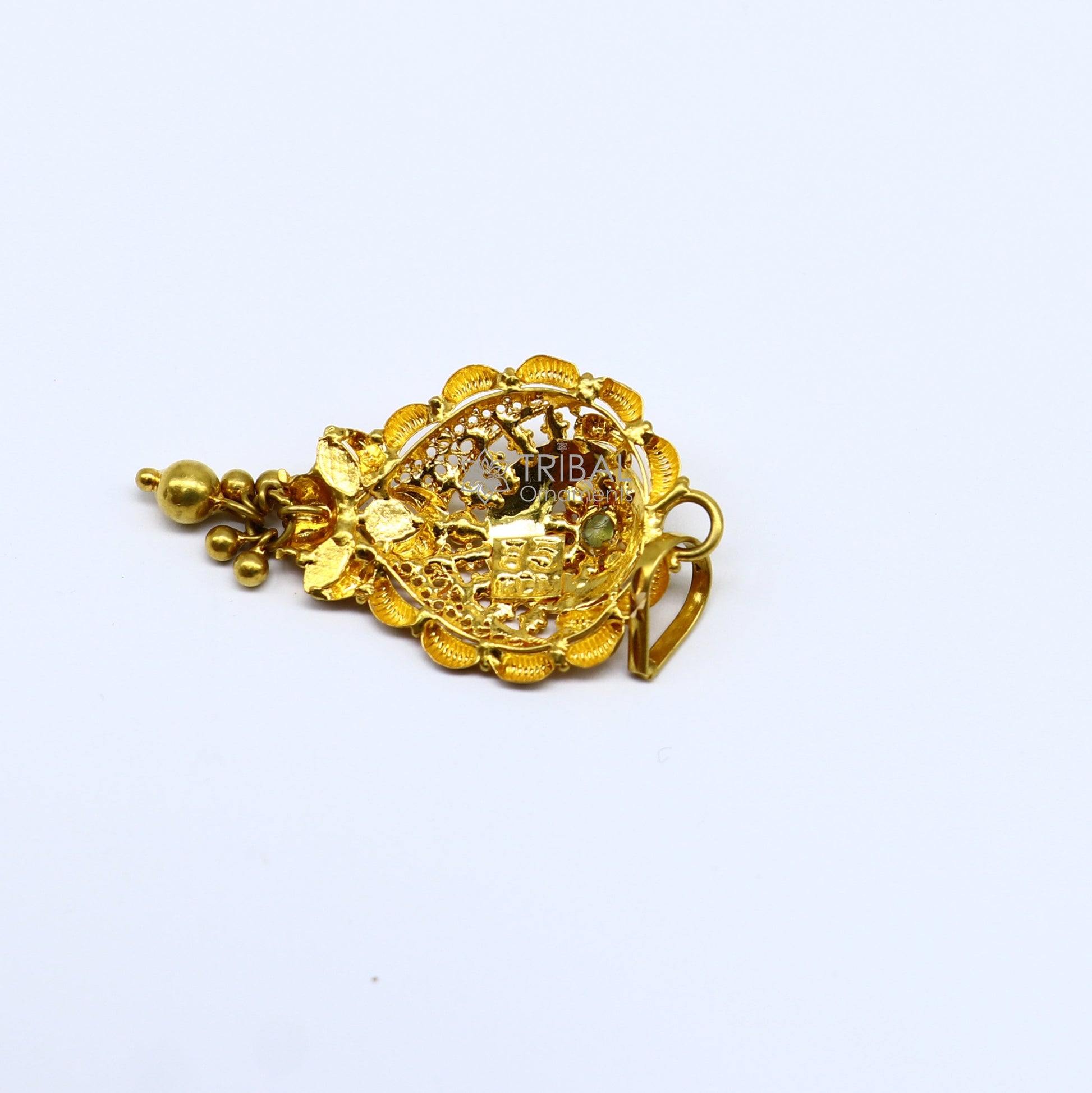 Floral design Traditional cultural filigree work trendy 22kt yellow gold functional pendant, amazing ethnic brides pendant jewelry gp27 - TRIBAL ORNAMENTS