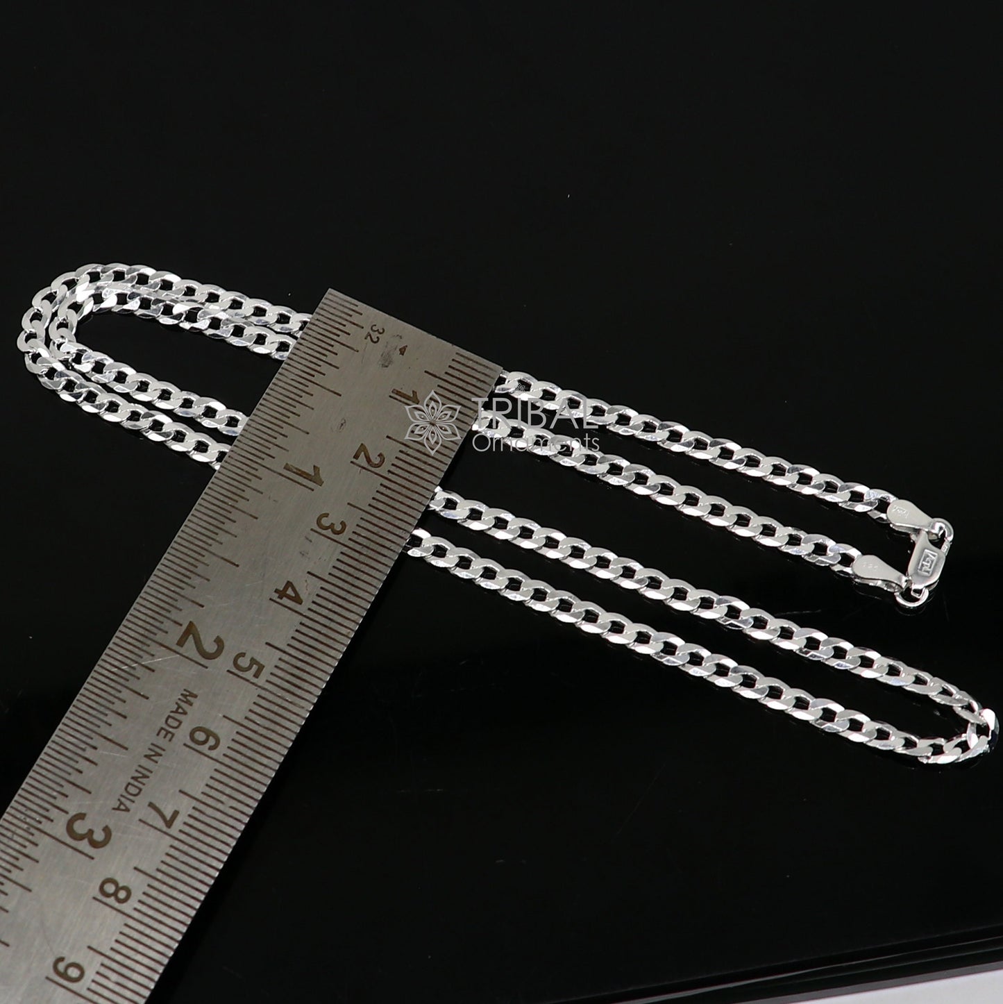 20" 3MM 925 sterling silver handmade solid fancy stylish silver chain necklace curb cuban chain best gifting jewelry from India ch245 - TRIBAL ORNAMENTS