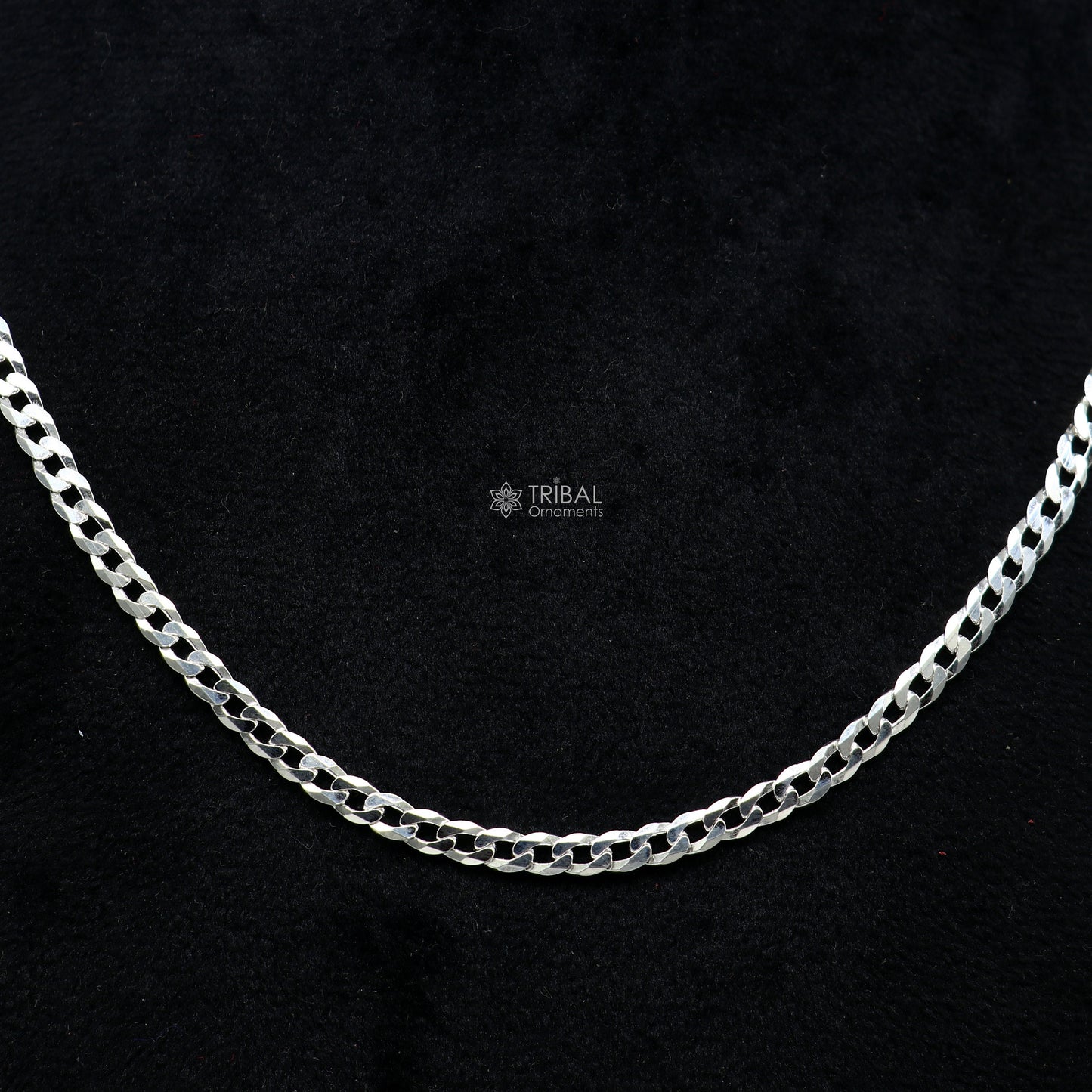 20" 3MM 925 sterling silver handmade solid fancy stylish silver chain necklace curb cuban chain best gifting jewelry from India ch245 - TRIBAL ORNAMENTS