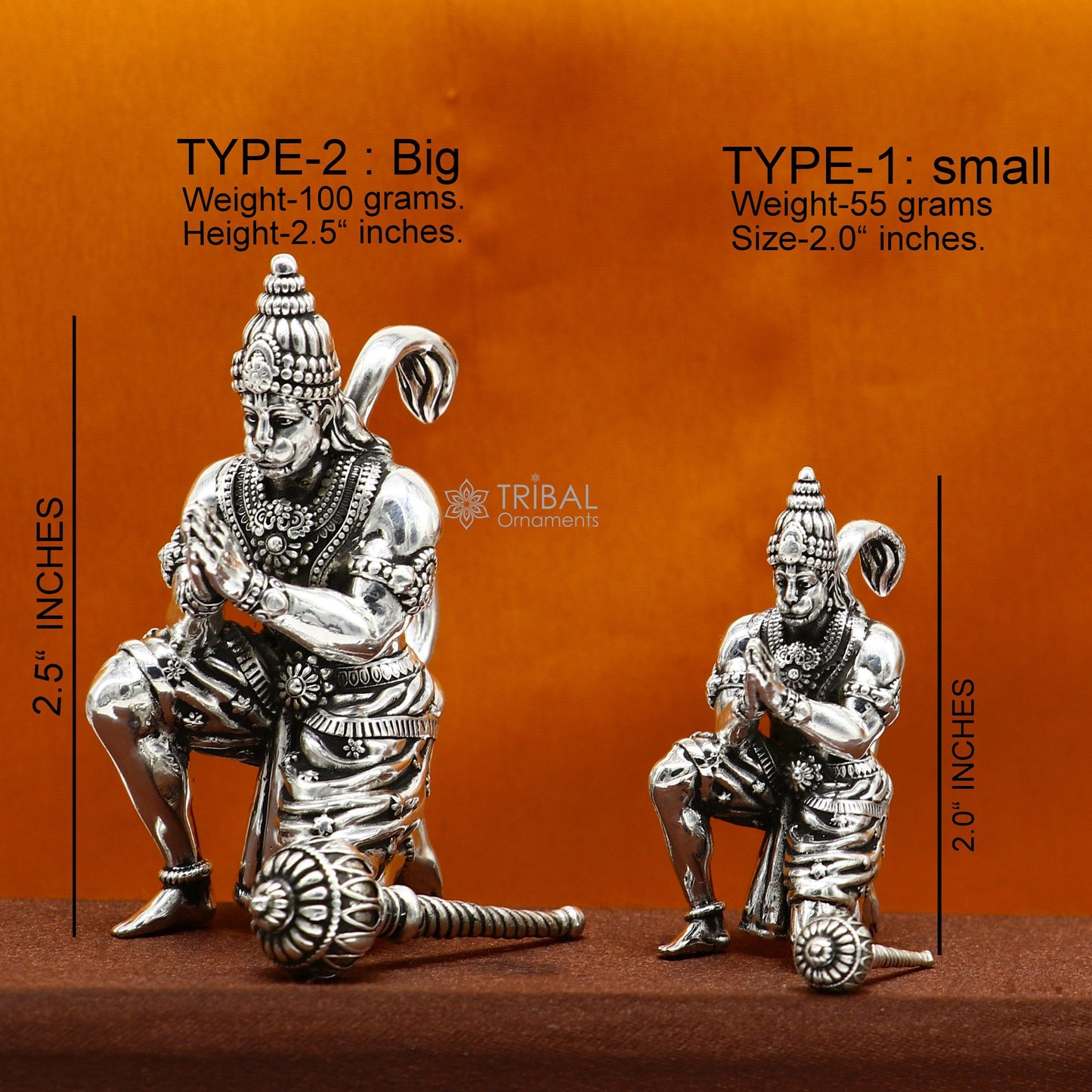 2"/2.5" 925 silver handmade Lord hanuman statue, best puja or gifting god hanuman statue sculpture home temple puja art figurine art618 - TRIBAL ORNAMENTS