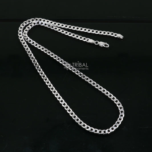 4mm 20" solid 925 sterling silver handmade modern trendy design wheat chain necklace giving it a distinctive and stylish look ch249 - TRIBAL ORNAMENTS