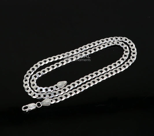 20" 5MM 925 sterling silver handmade solid fancy stylish silver chain necklace Nawabi chain best gifting jewelry from India ch247 - TRIBAL ORNAMENTS