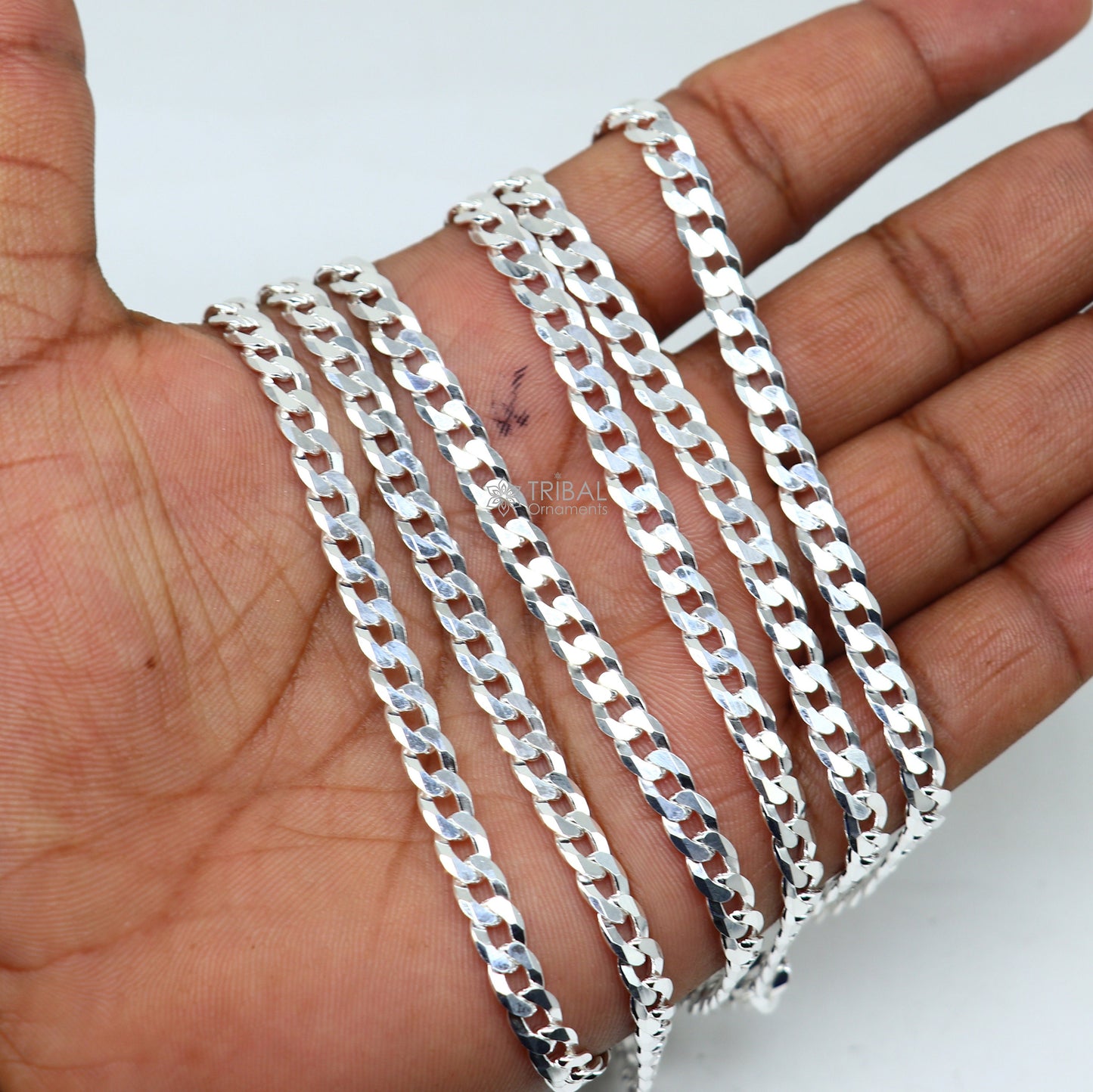 20" 5MM 925 sterling silver handmade solid fancy stylish silver chain necklace Nawabi chain best gifting jewelry from India ch247 - TRIBAL ORNAMENTS