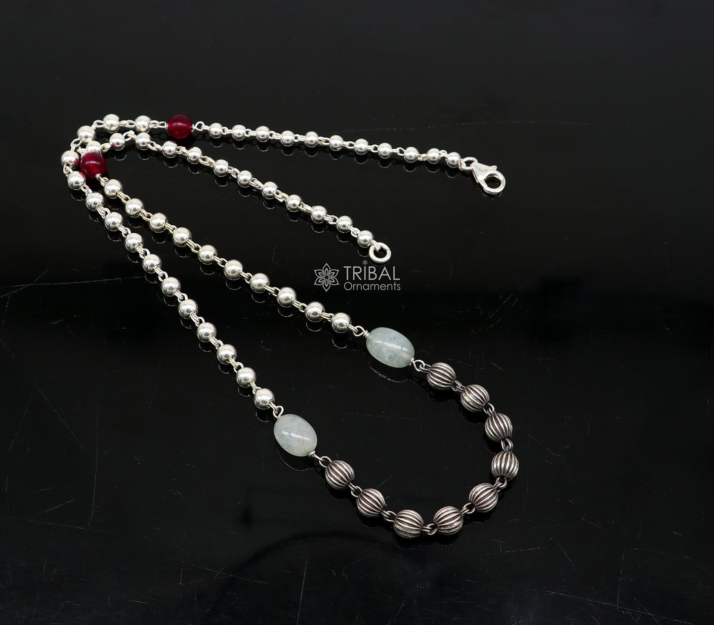16" to 30" 925 sterling silver customized stylish beaded chain necklace, excellent gifting modern trendy necklace tribal jewelry ch248 - TRIBAL ORNAMENTS