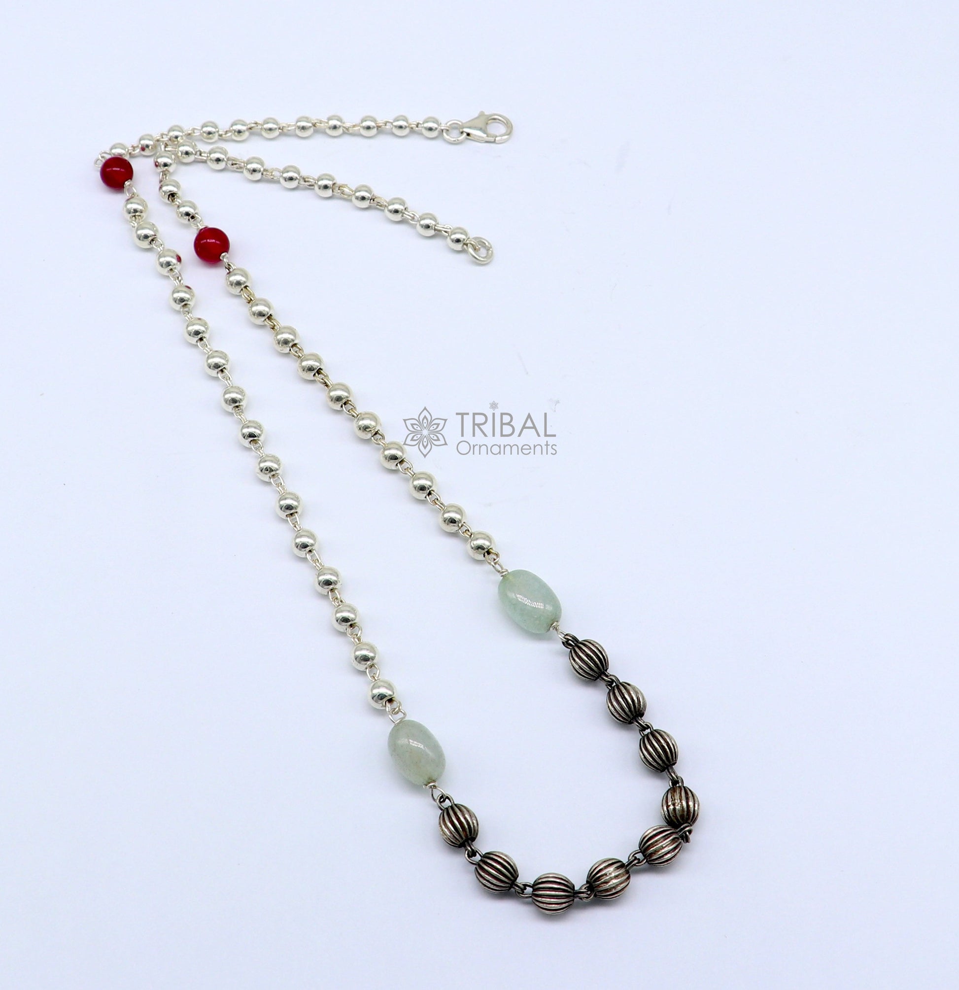 16" to 30" 925 sterling silver customized stylish beaded chain necklace, excellent gifting modern trendy necklace tribal jewelry ch248 - TRIBAL ORNAMENTS