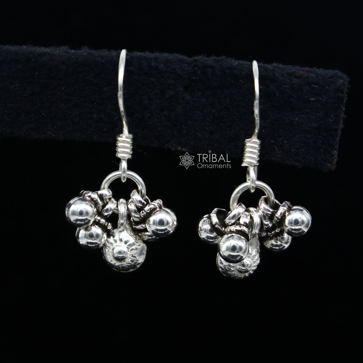 925 sterling silver modern trendy noisy bells hoops earrings, fabulous hanging drops dangle earrings tribal jewelry s1152 - TRIBAL ORNAMENTS