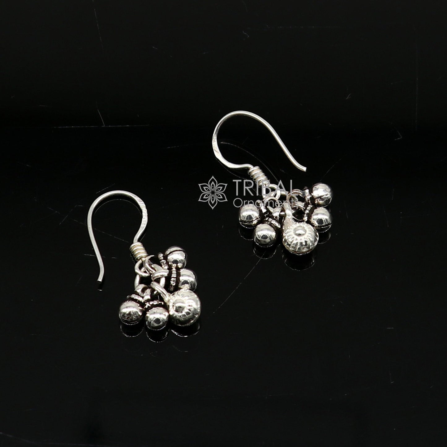 925 sterling silver modern trendy noisy bells hoops earrings, fabulous hanging drops dangle earrings tribal jewelry s1152 - TRIBAL ORNAMENTS