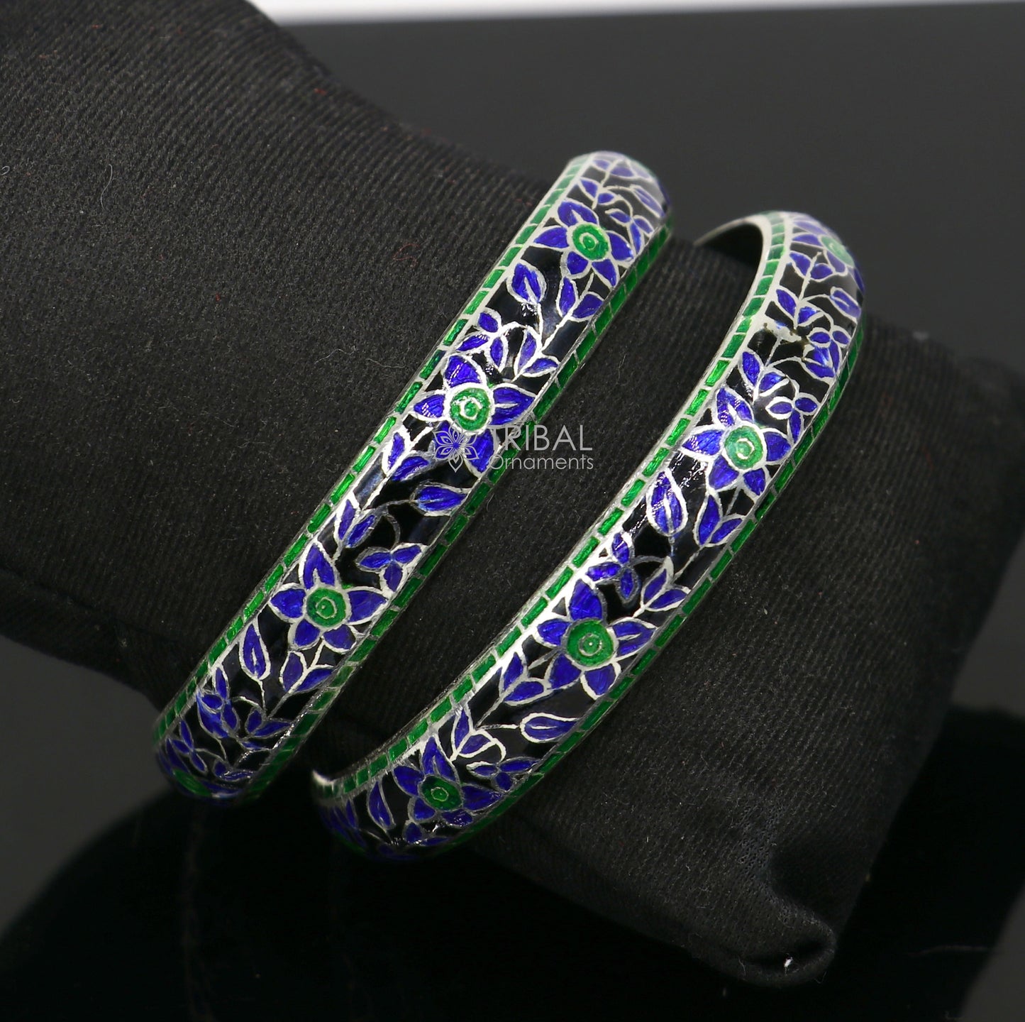 925 Sterling silver Traditional cultural design meenakari (color enamel )bangles bracelet brides trendy style jewelry from india nba361 - TRIBAL ORNAMENTS