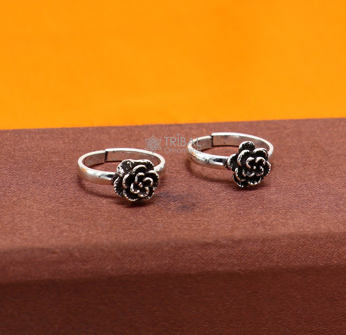 925 sterling silver adjustable size toe ring band rose flower design tribal belly dance ethnic cultural jewelry from india ntr94 - TRIBAL ORNAMENTS