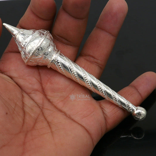 4.5" Sterling silver handmade vintage style lord Hanuman Mace Hanuman Gada divine gift for idol hanuman for best wishes puja articles su1033 - TRIBAL ORNAMENTS