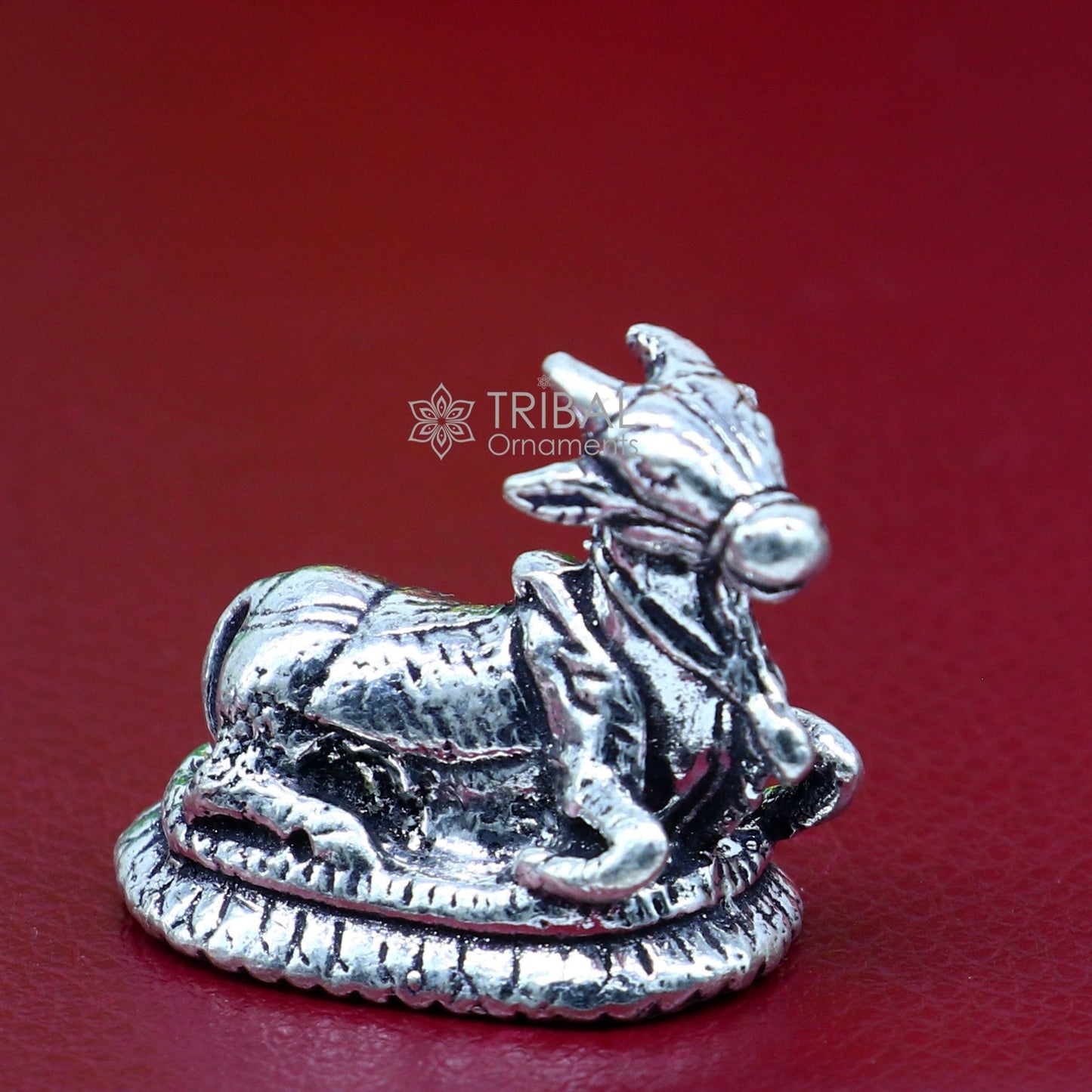 925 Sterling silver Lord Shiva Nandi Maharaj handmade small solid figurine for puja, best gift for lord Shiva, divine Nandi statue ART611 - TRIBAL ORNAMENTS