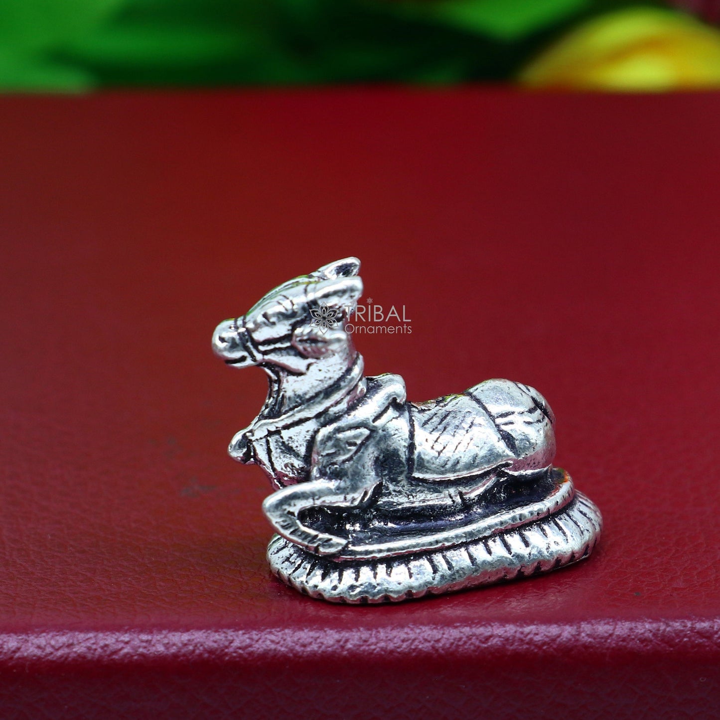 925 Sterling silver Lord Shiva Nandi Maharaj handmade small solid figurine for puja, best gift for lord Shiva, divine Nandi statue ART611 - TRIBAL ORNAMENTS
