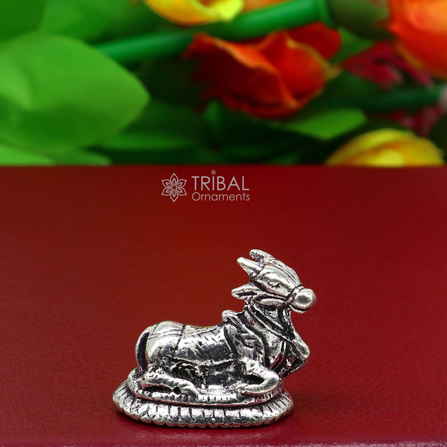 925 Sterling silver Lord Shiva Nandi Maharaj handmade small solid figurine for puja, best gift for lord Shiva, divine Nandi statue ART611 - TRIBAL ORNAMENTS