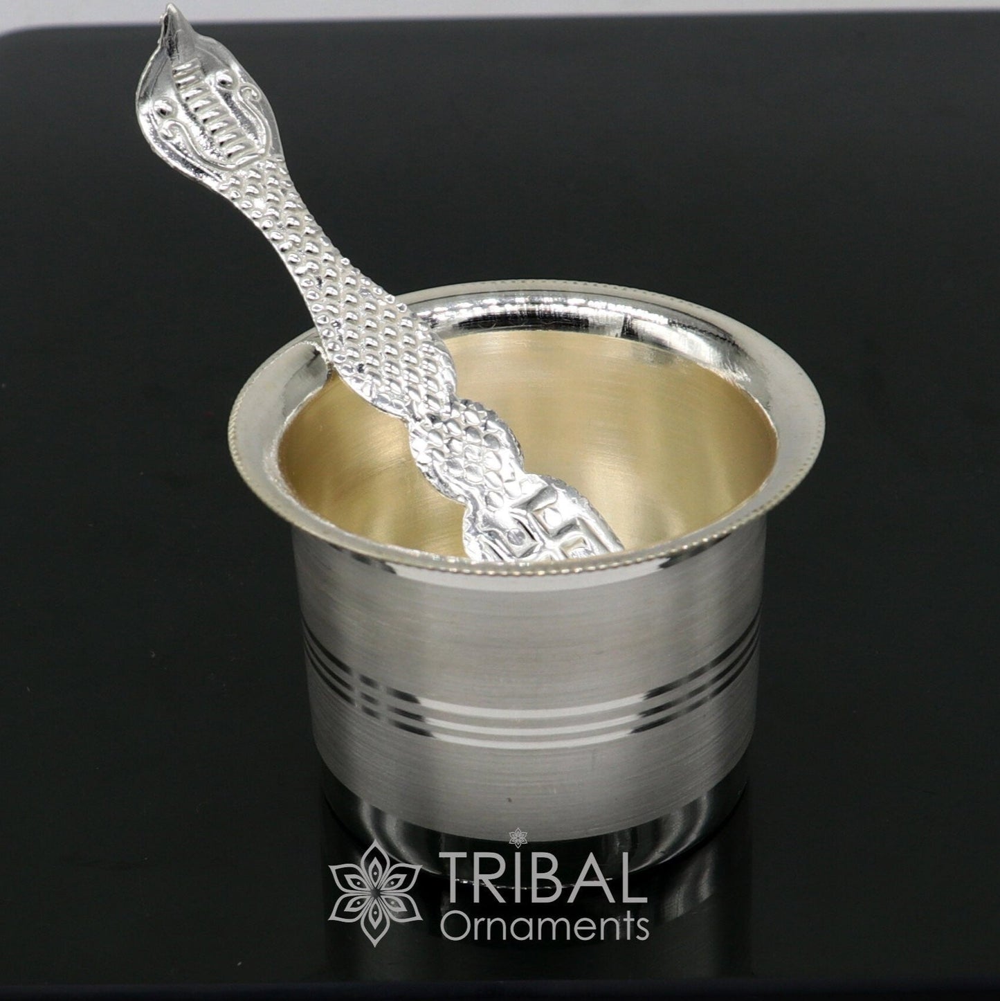 999 fine silver Panchmrit bowl or baby kids milk serving bowl, pure silver utensils, home and temple puja accessories india su1036 - TRIBAL ORNAMENTS