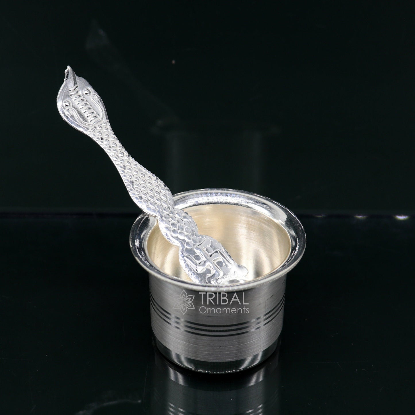 999 fine silver Panchamrit bowl or baby kids milk serving bowl, pure silver utensils, home and temple puja accessories india su1038 - TRIBAL ORNAMENTS