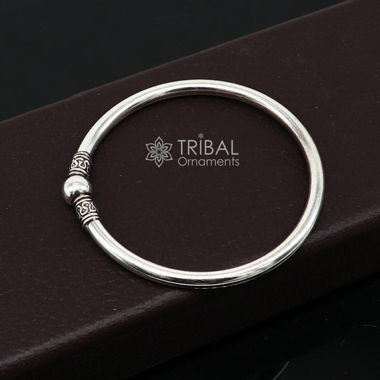 925 sterling silver handmade plain shiny design cultural trendy kada bracelet for both men's and girl's, best delicate wrist jewelry nsk660 - TRIBAL ORNAMENTS