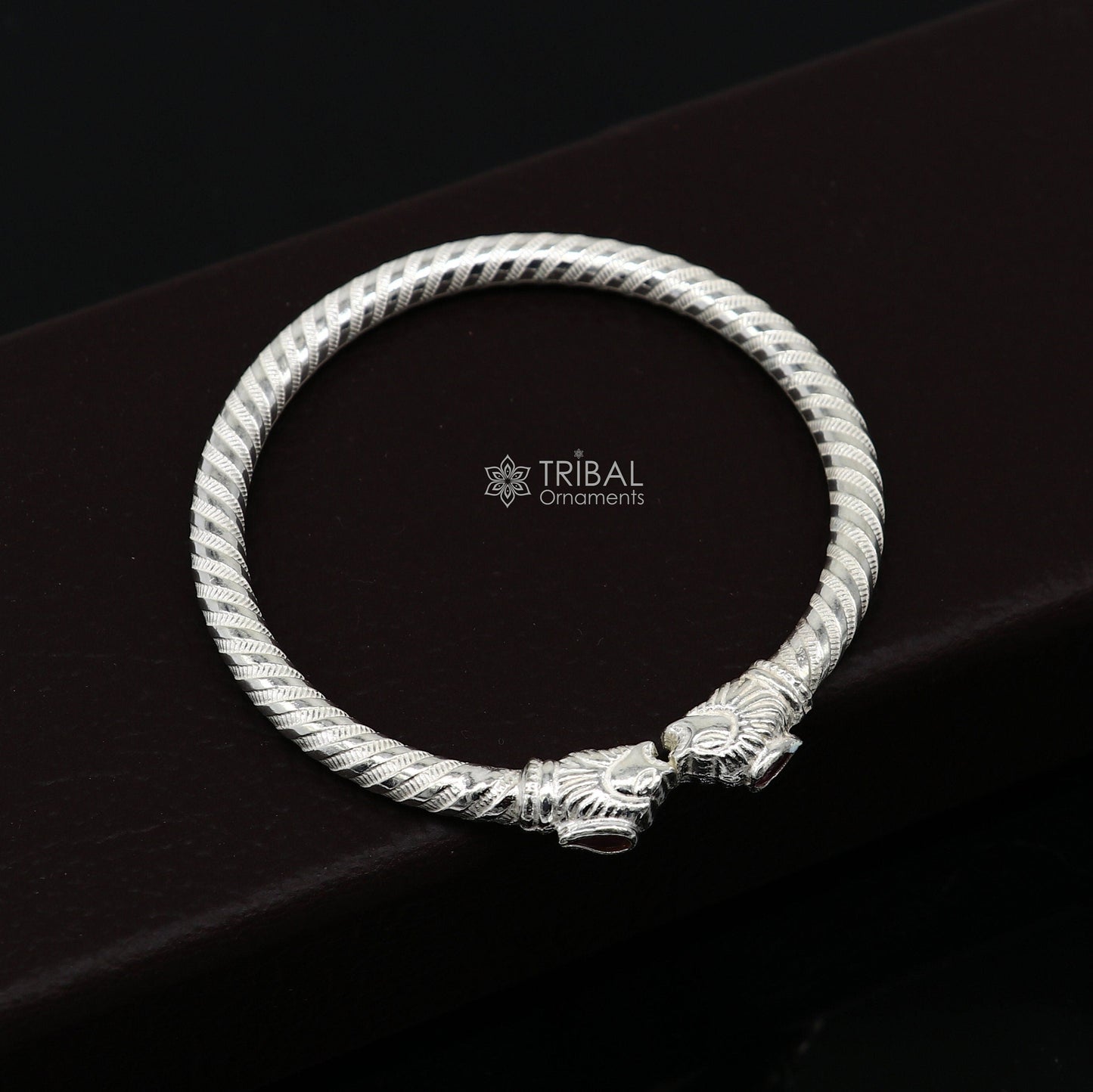925 sterling silver handmade lion face design cultural trendy kada bracelet for men's and girl's, best delicate Light weight jewelry nsk662 - TRIBAL ORNAMENTS