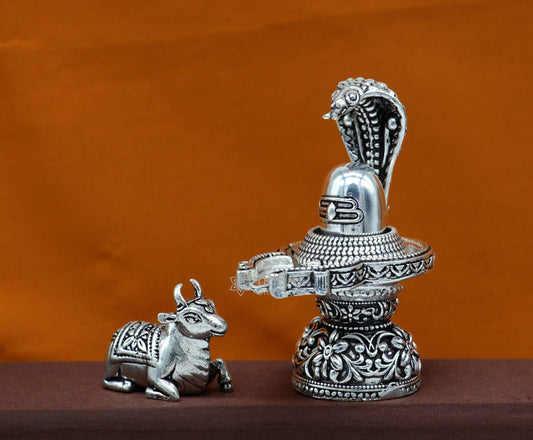 3.5" 925 sterling silver Divine lord shiva lingam for home office worshiping small miniature article, best gift silver article art629 - TRIBAL ORNAMENTS