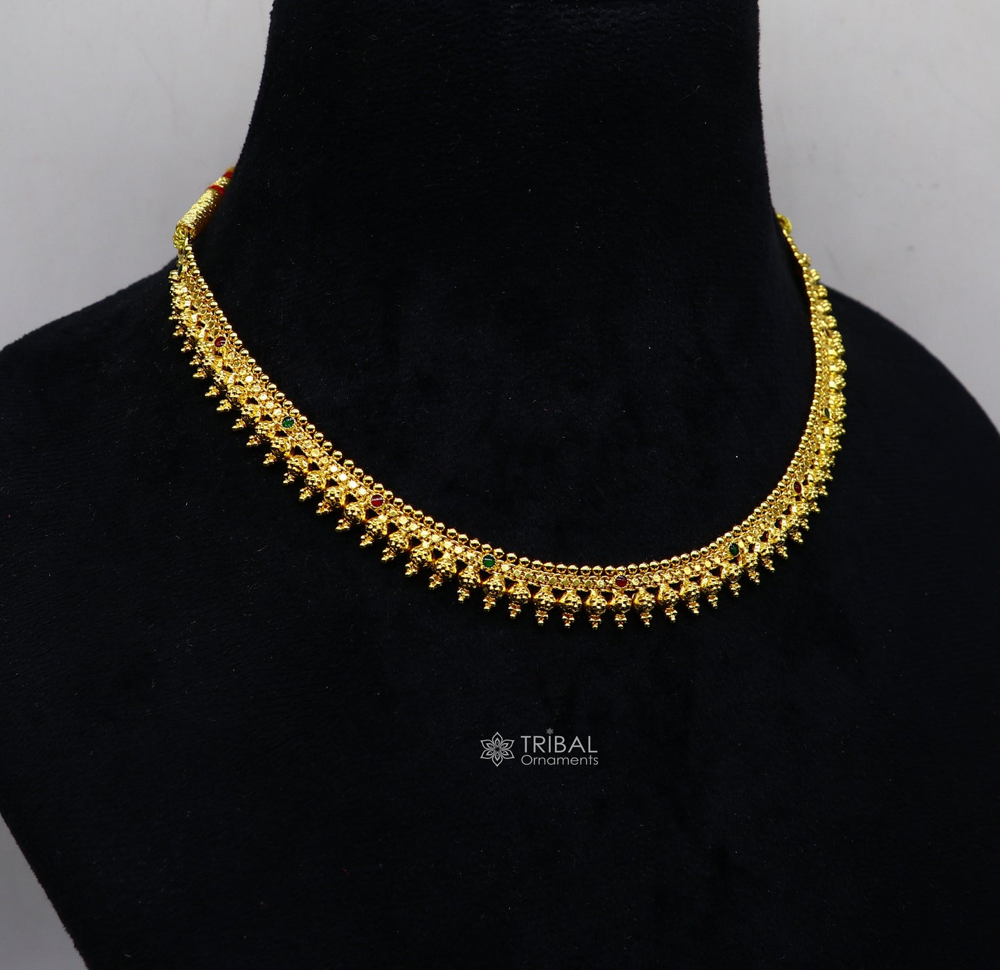 Hallmarked 22kt yellow gold handmade Traditional cultural trendy design necklace set brides tribal ethnic jewelry From India set93 - TRIBAL ORNAMENTS