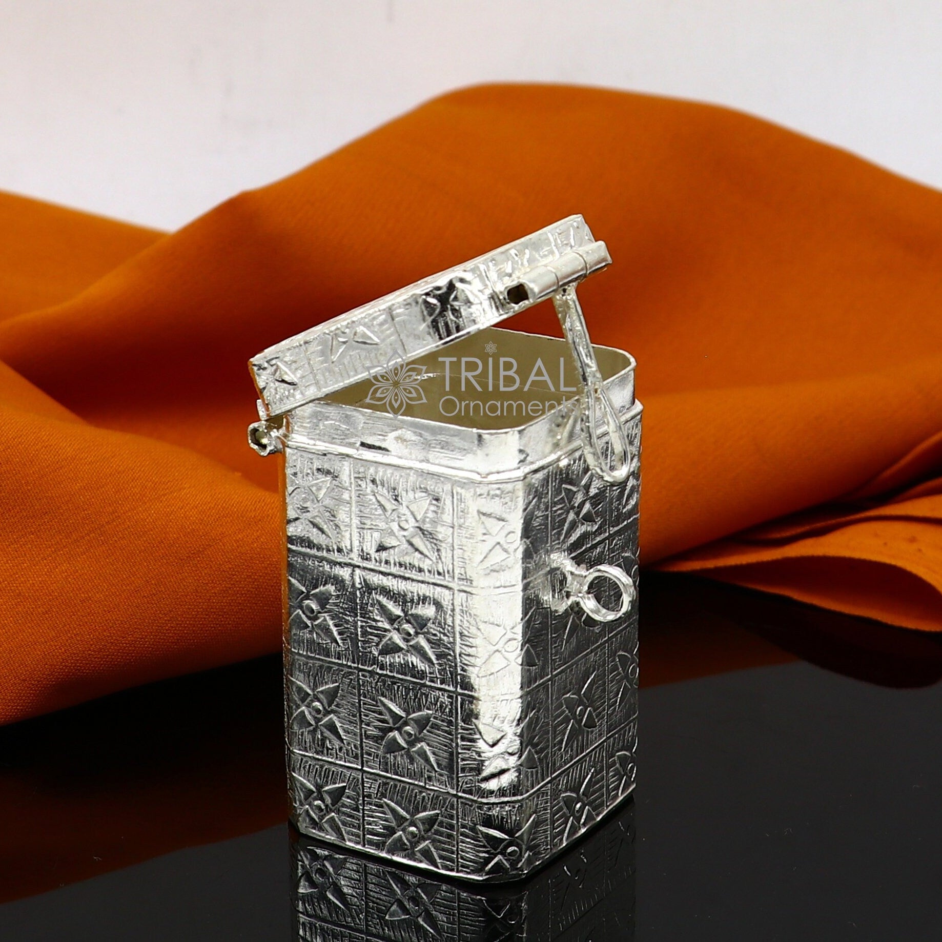 2.2" 925 silver utensils vintage style trinket box, container/casket box bridal floral work box, jewelry box silver utensils stb769 - TRIBAL ORNAMENTS