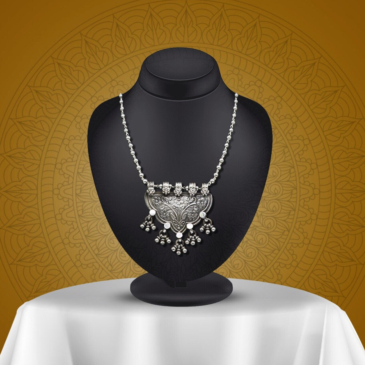 925 sterling silver handmade indian traditional cultural trendy functional Delicate long Necklaces tribal ethnic jewelry for her set583 - TRIBAL ORNAMENTS