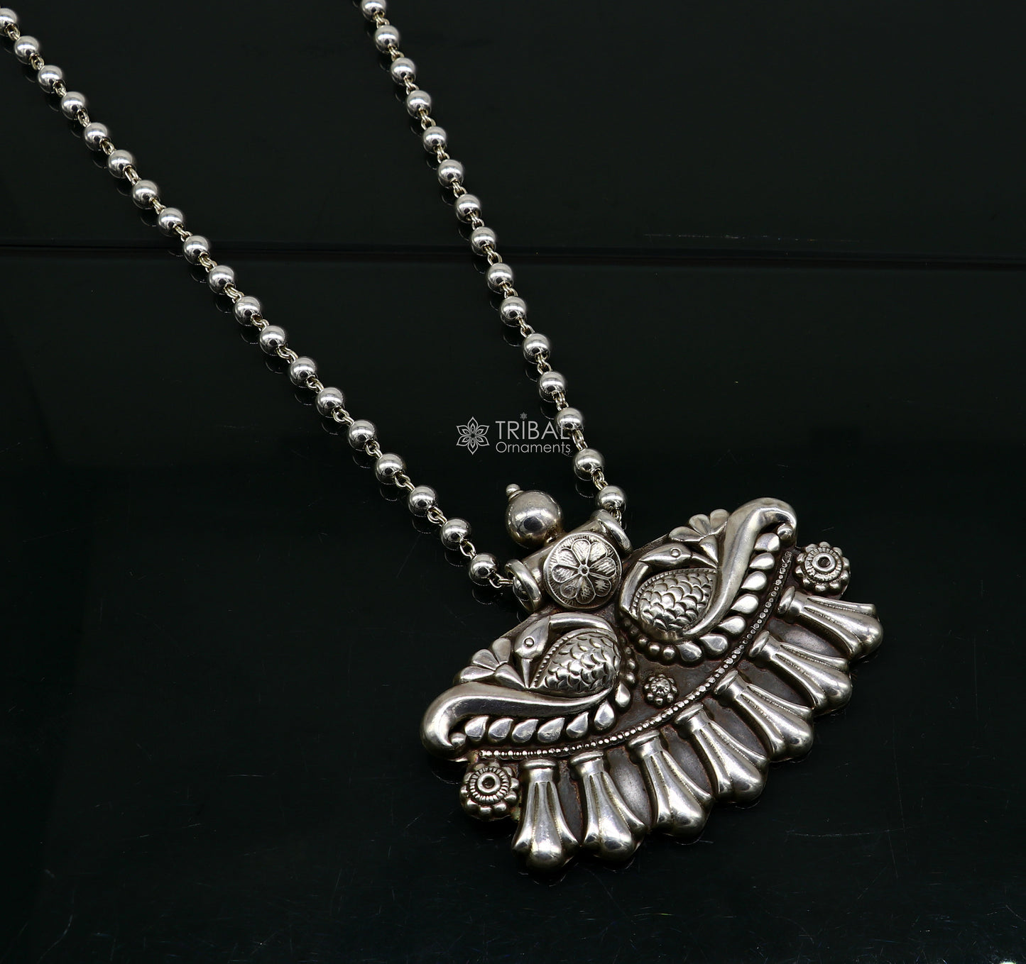 Vintage cultural design trendy 925 sterling silver handmade pendant style ethnic tribal functional long necklace jewelry India nsp584 - TRIBAL ORNAMENTS