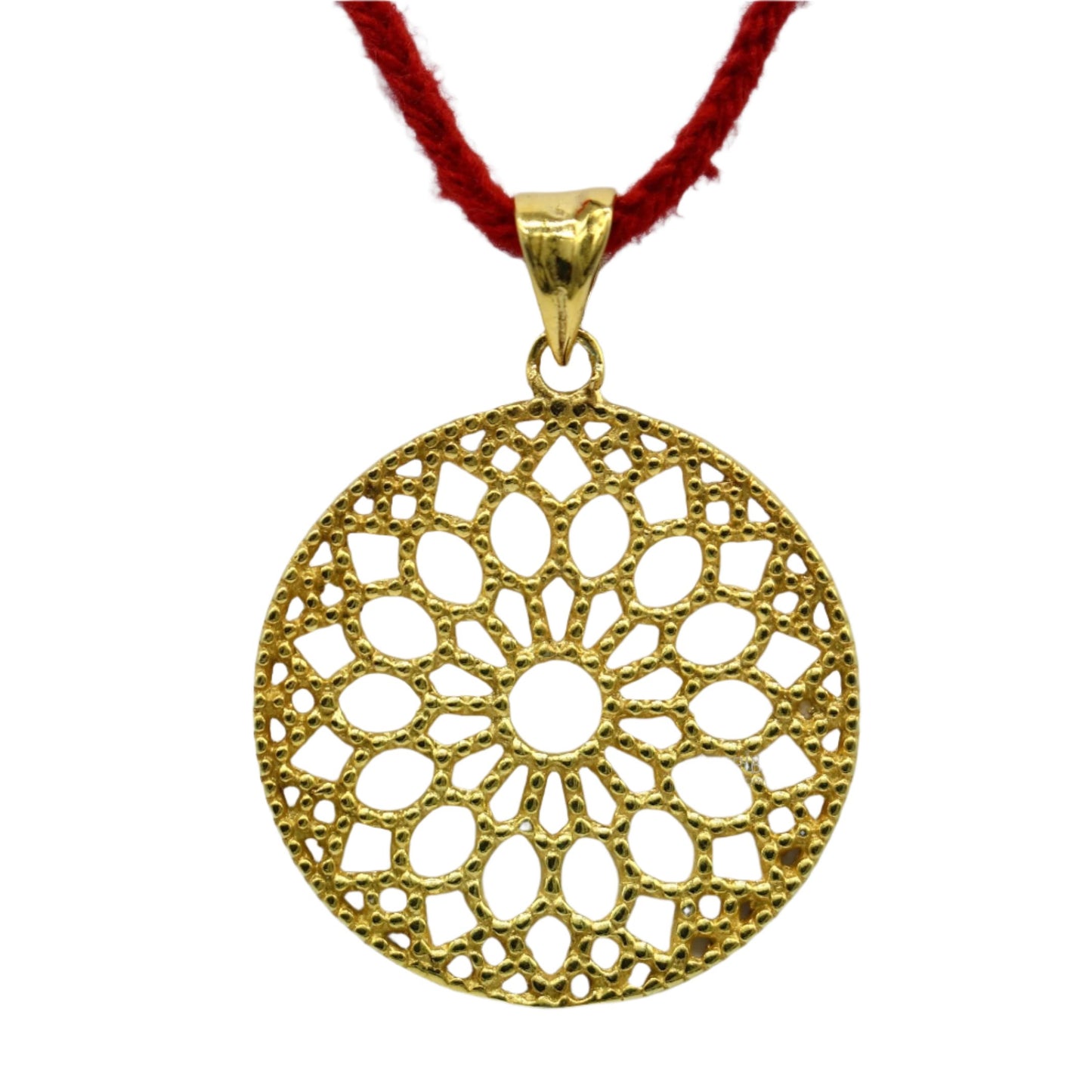 925 sterling silver handmade stylish round floral design small gold polished or vermilled pendant best gifting jewelry from india nsp614 - TRIBAL ORNAMENTS