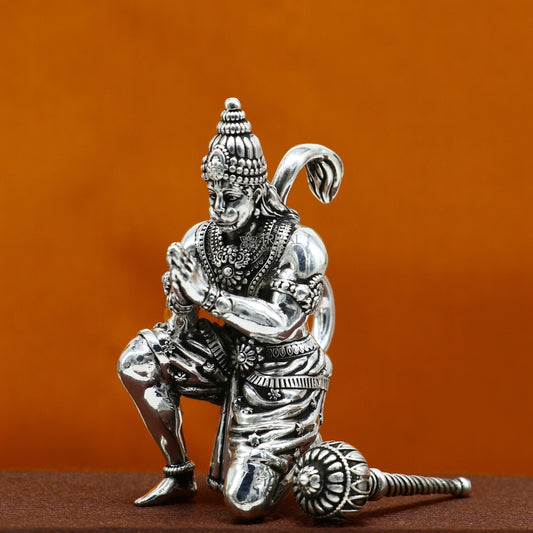 2.5" 925 silver handmade Lord hanuman statue, best puja or gifting god hanuman statue sculpture home temple puja art figurine art619 - TRIBAL ORNAMENTS