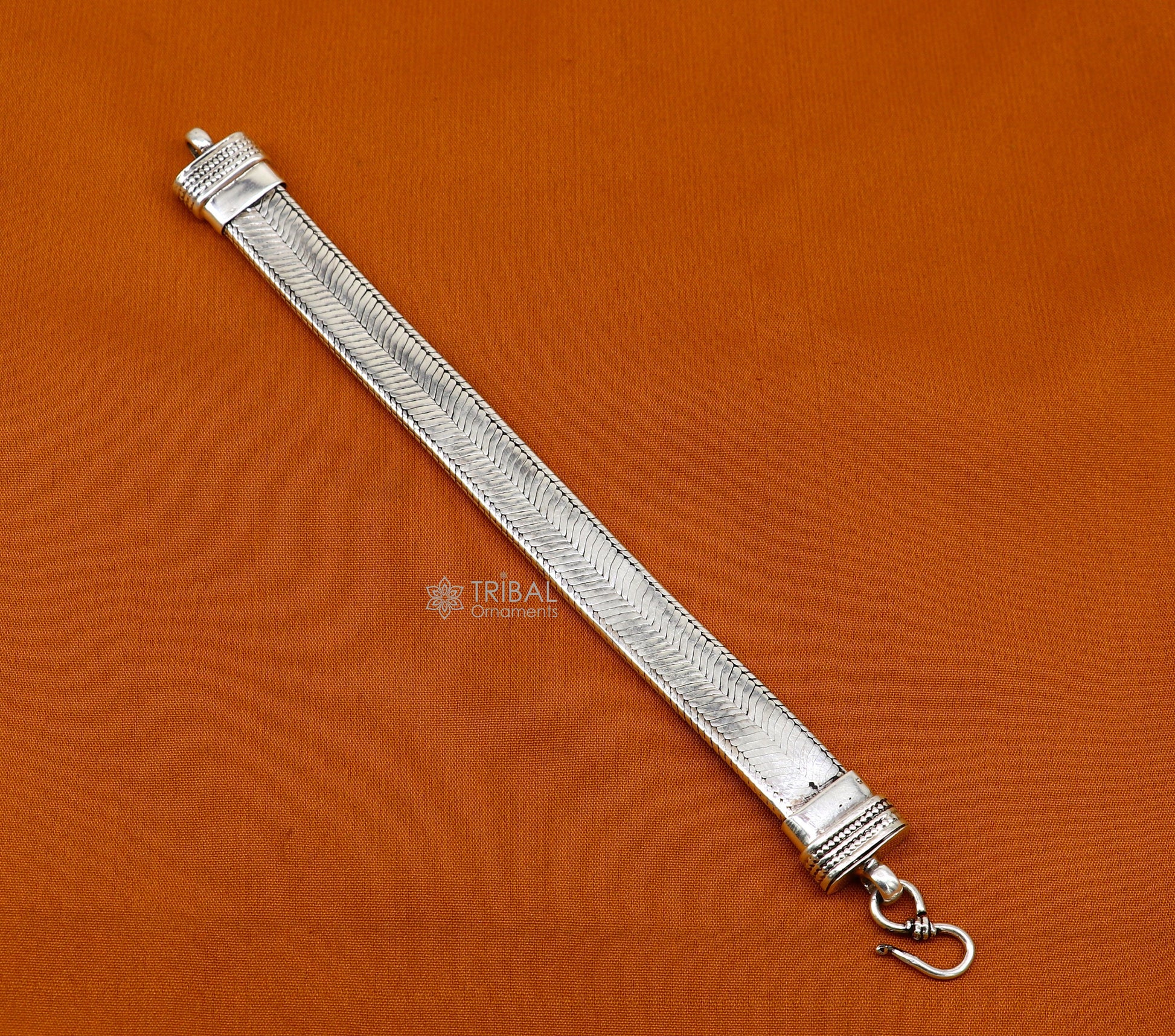 13mm solid 925 sterling silver handmade flat belt bracelet, best men's bracelet jewelry, snake bracelet trendy jewelry for men sbr664 - TRIBAL ORNAMENTS