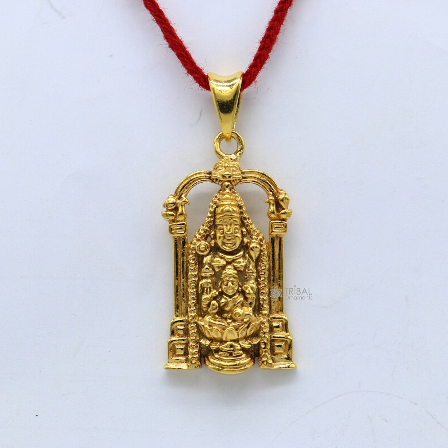 925 sterling silver vintage stylish idol Tirupati Balaji and Laxmi Pendant Narayanan gold polished pendant gifting jewelry nsp616 - TRIBAL ORNAMENTS