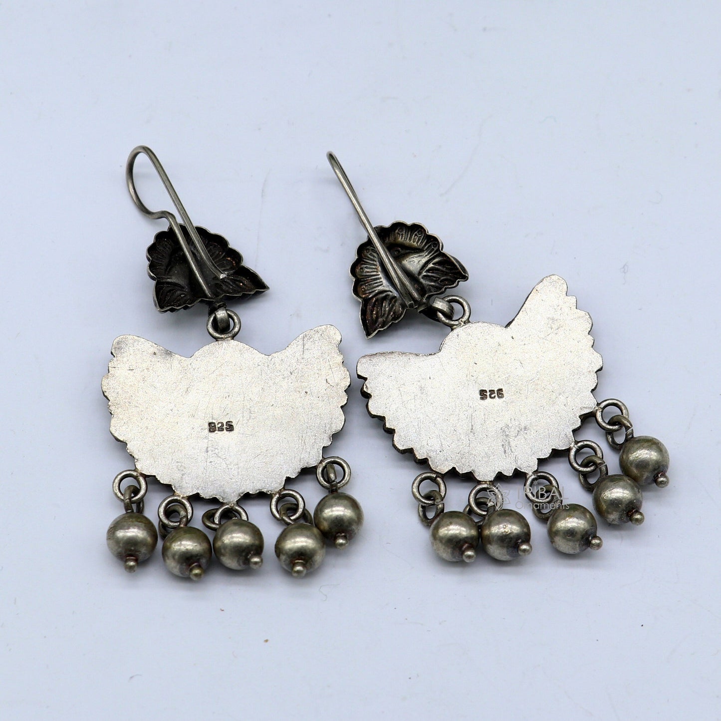 925 sterling silver handmade fabulous peacock design hoops earrings with hanging drops tribal ethnic brides jewelry belly dance india s1160 - TRIBAL ORNAMENTS