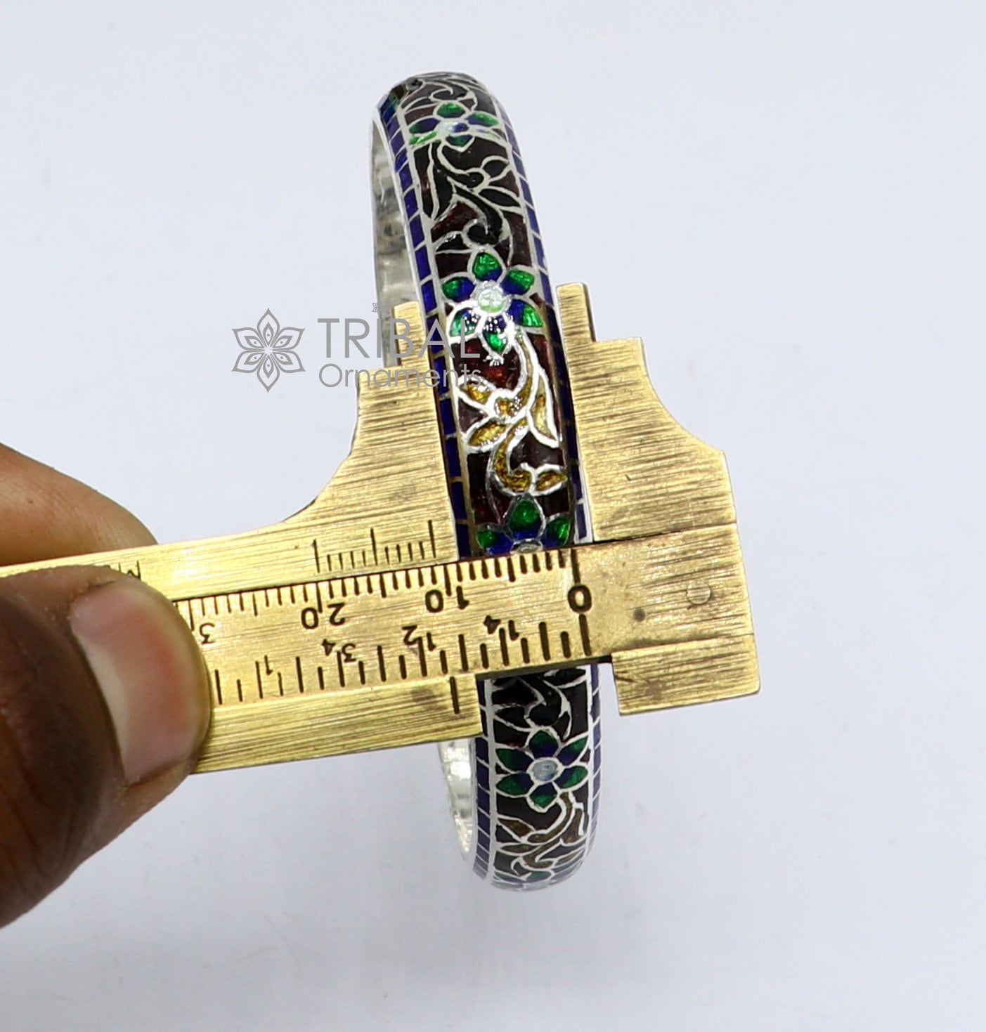 925 Sterling silver handmade amazing meenakari (color enamel )bangle bracelet floral design Cultral trendy style jewelry from india nba358 - TRIBAL ORNAMENTS