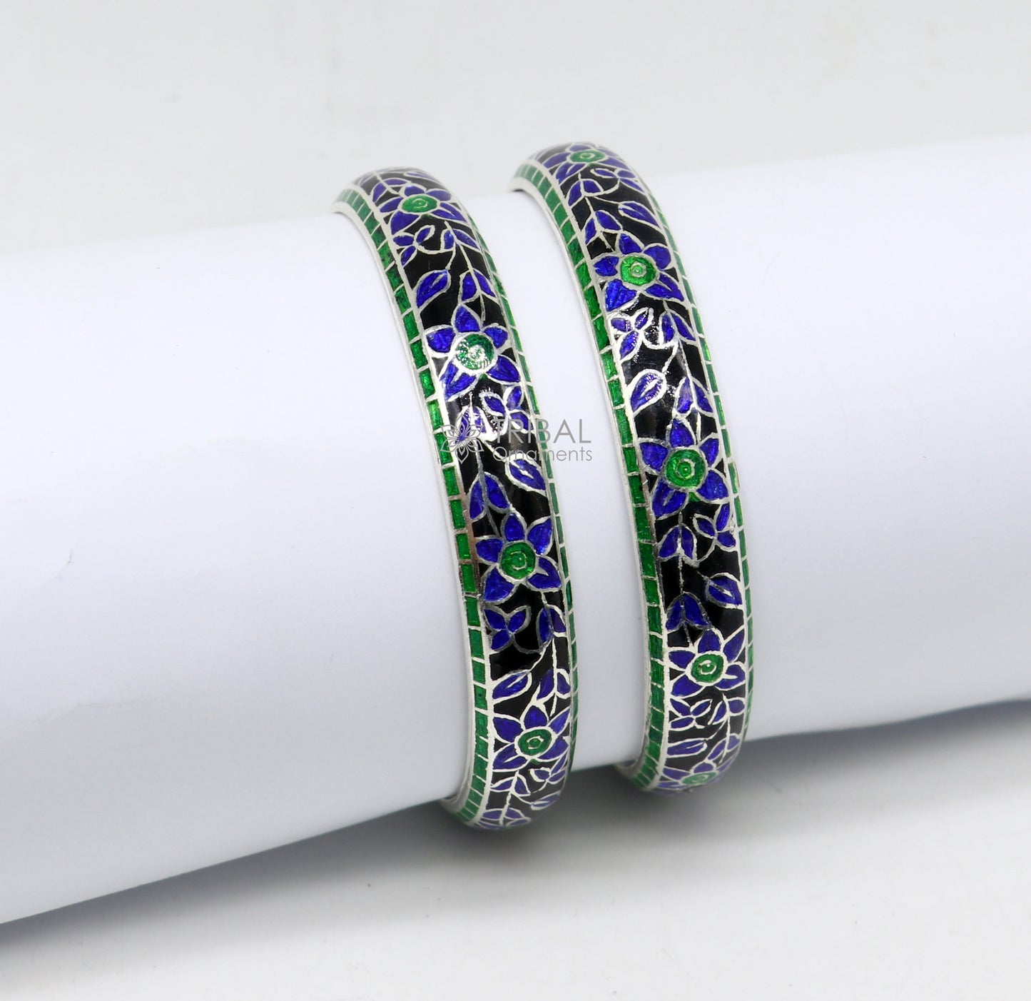 925 Sterling silver Traditional cultural design meenakari (color enamel )bangles bracelet brides trendy style jewelry from india nba361 - TRIBAL ORNAMENTS