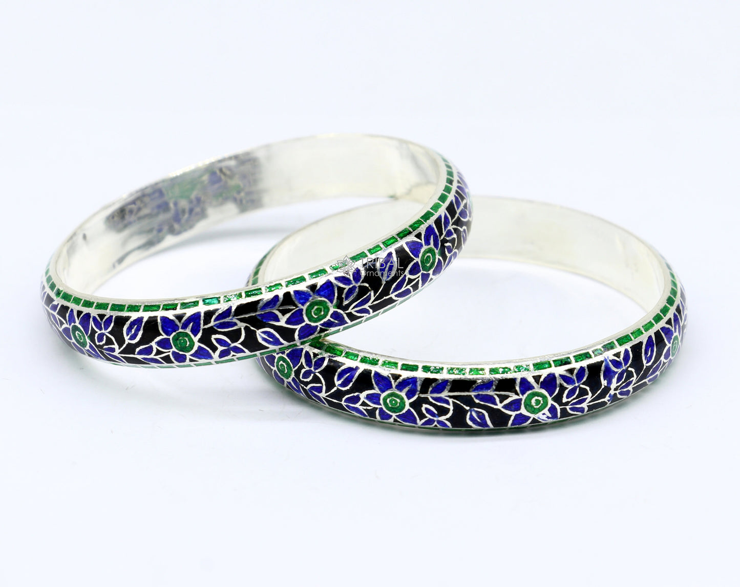 925 Sterling silver Traditional cultural design meenakari (color enamel )bangles bracelet brides trendy style jewelry from india nba361 - TRIBAL ORNAMENTS