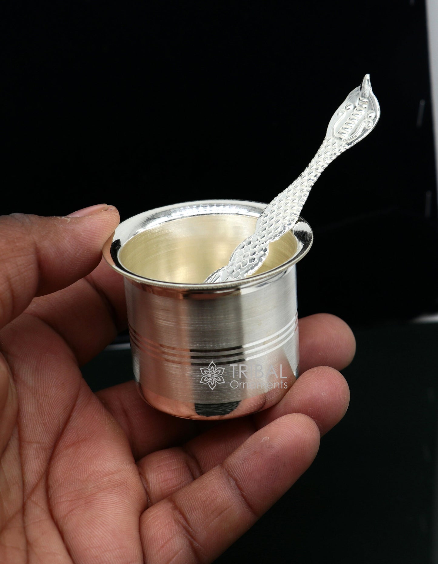 999 fine silver Panchmrit bowl or baby kids milk serving bowl, pure silver utensils, home and temple puja accessories india su1037 - TRIBAL ORNAMENTS