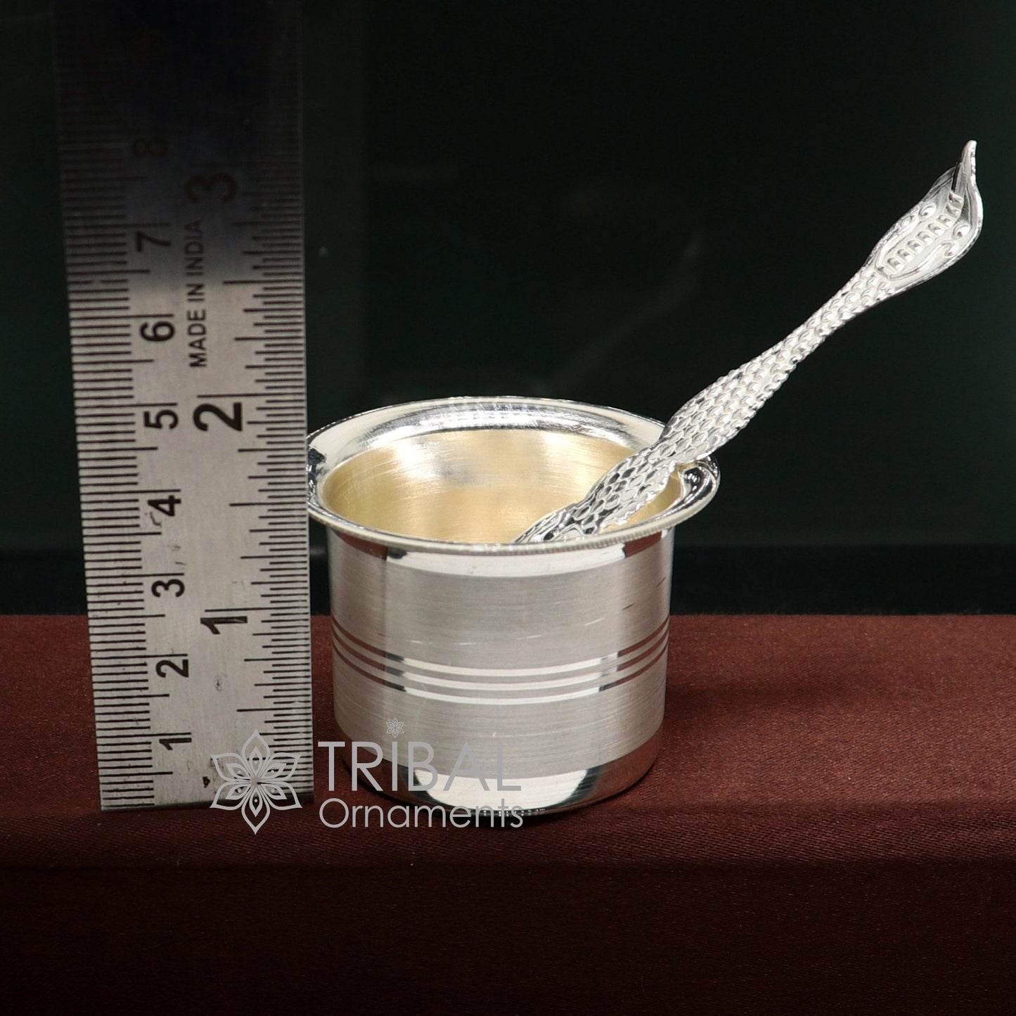 999 fine silver Panchamrit bowl or baby kids milk serving bowl, pure silver utensils, home and temple puja accessories india su1038 - TRIBAL ORNAMENTS