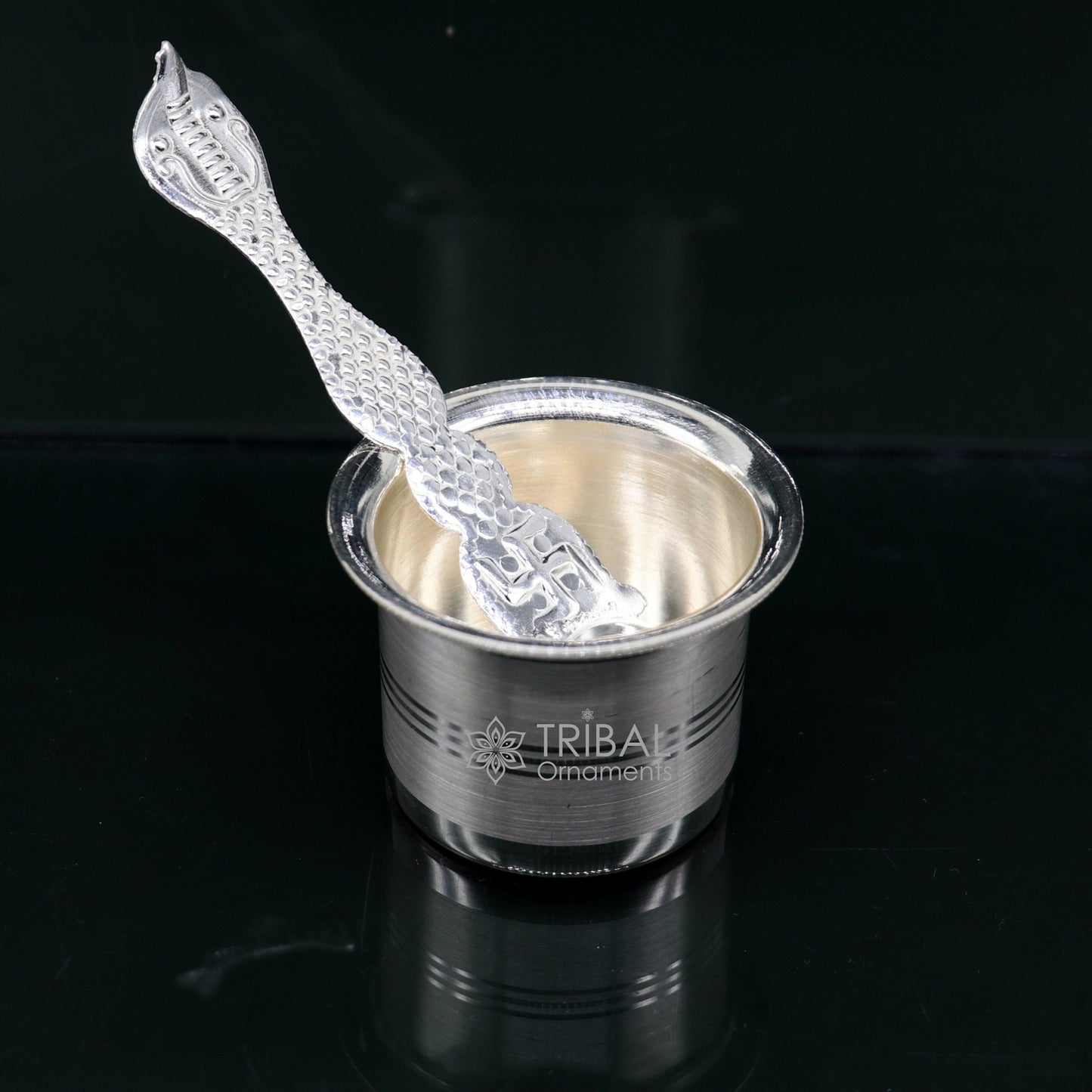 999 fine silver Panchamrit bowl or baby kids milk serving bowl, pure silver utensils, home and temple puja accessories india su1038 - TRIBAL ORNAMENTS