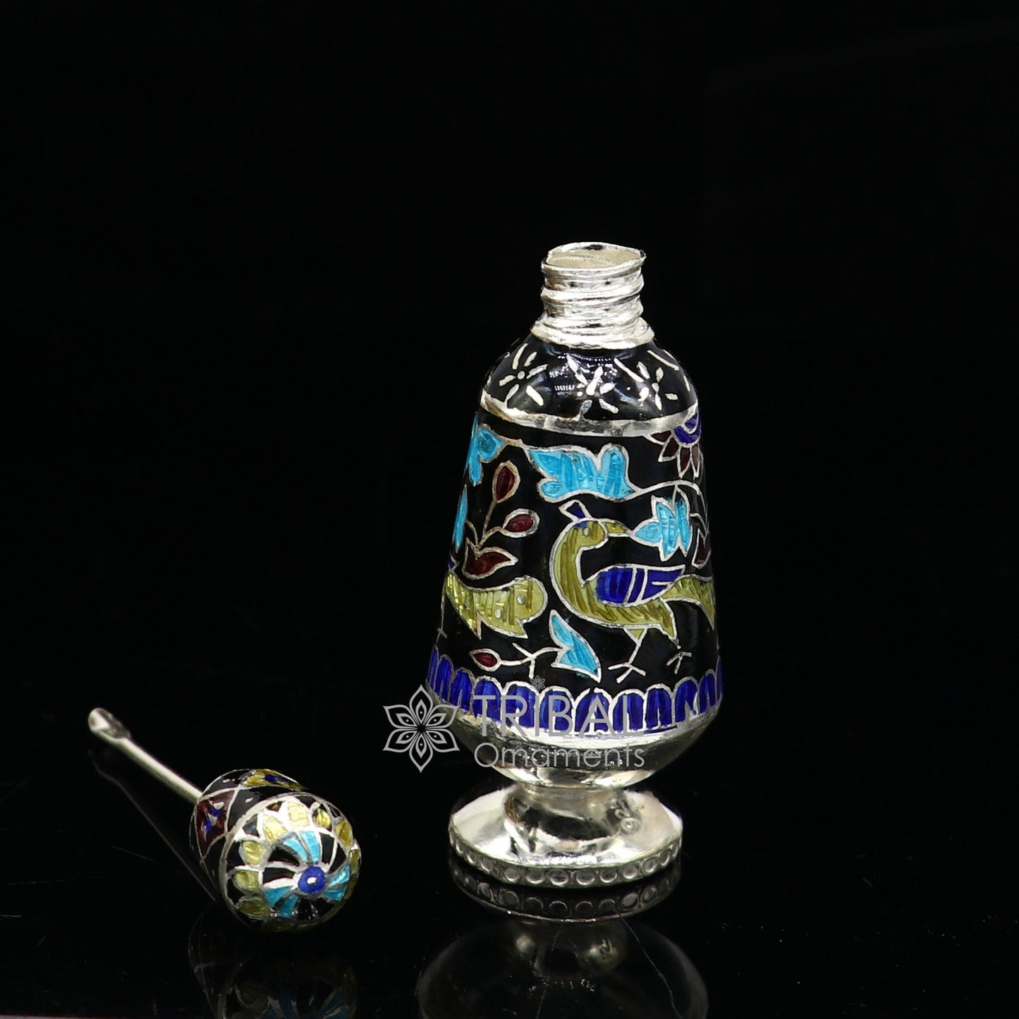 925 Sterling silver handmade fabulous trinket box, gorgeous container box, casket box, sindoor box, enamel work brides gifting box stb789 - TRIBAL ORNAMENTS